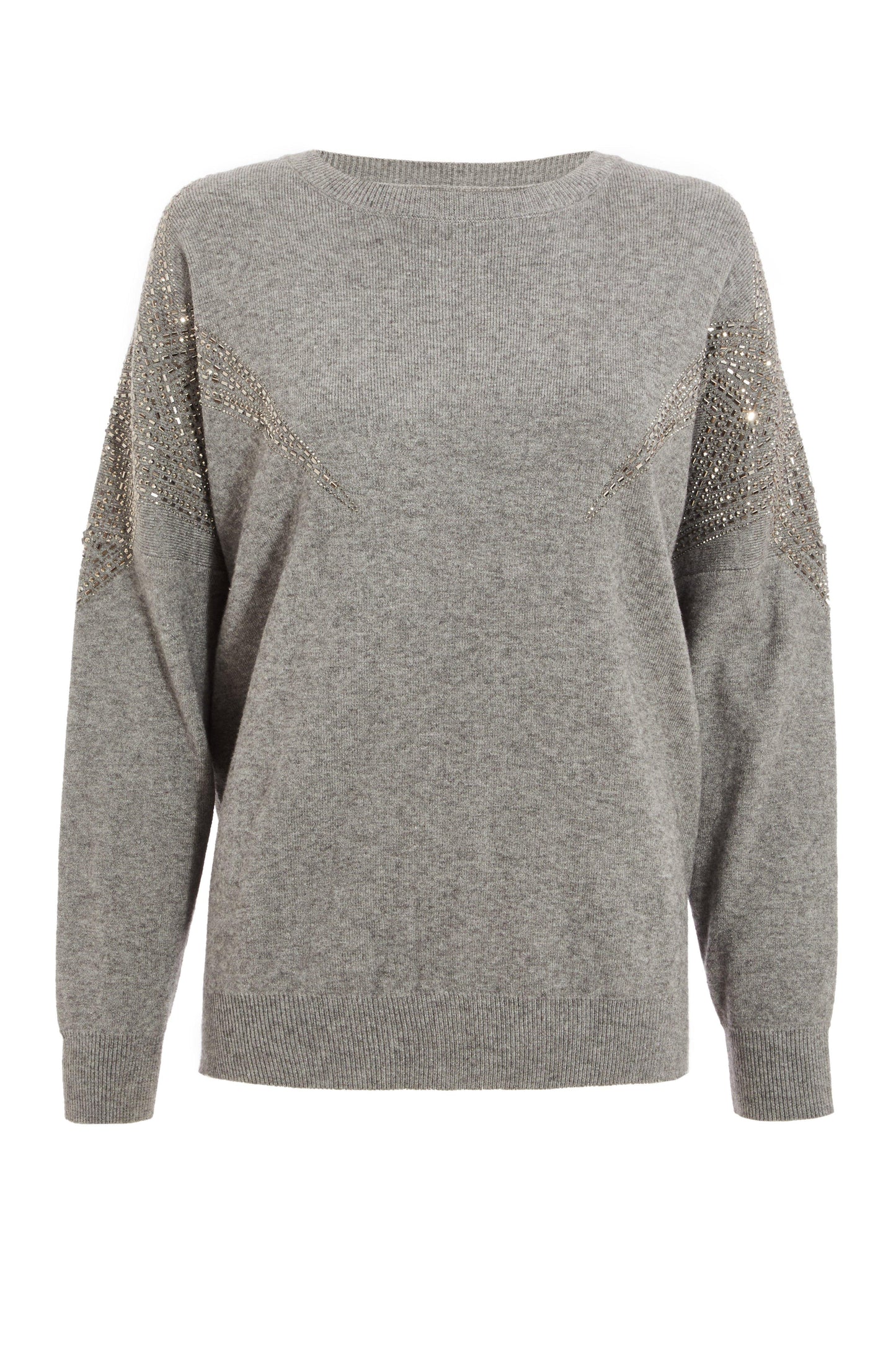 Grey Embellished Knitted Jumper