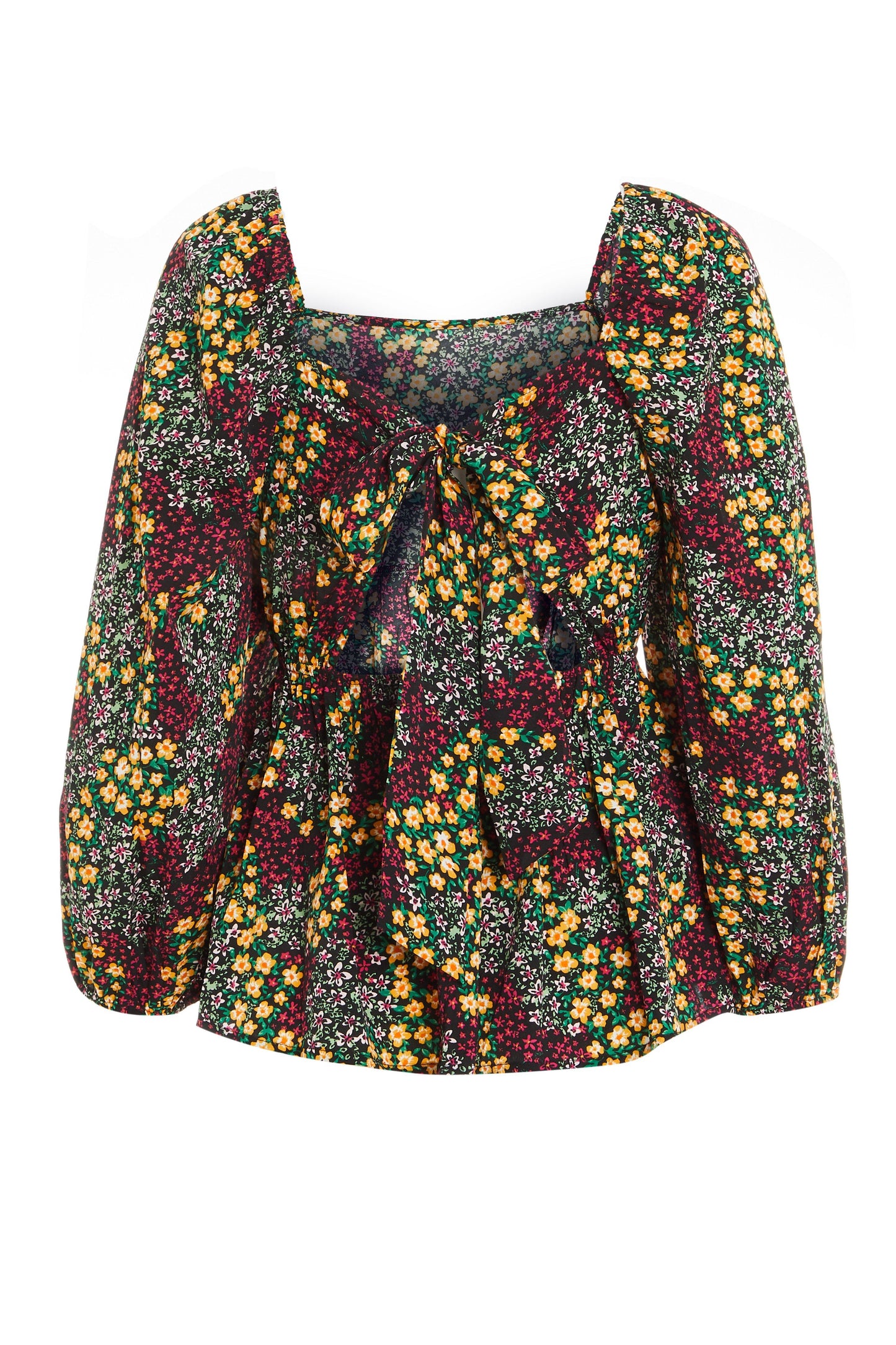 Black Floral Peplum Top — 12