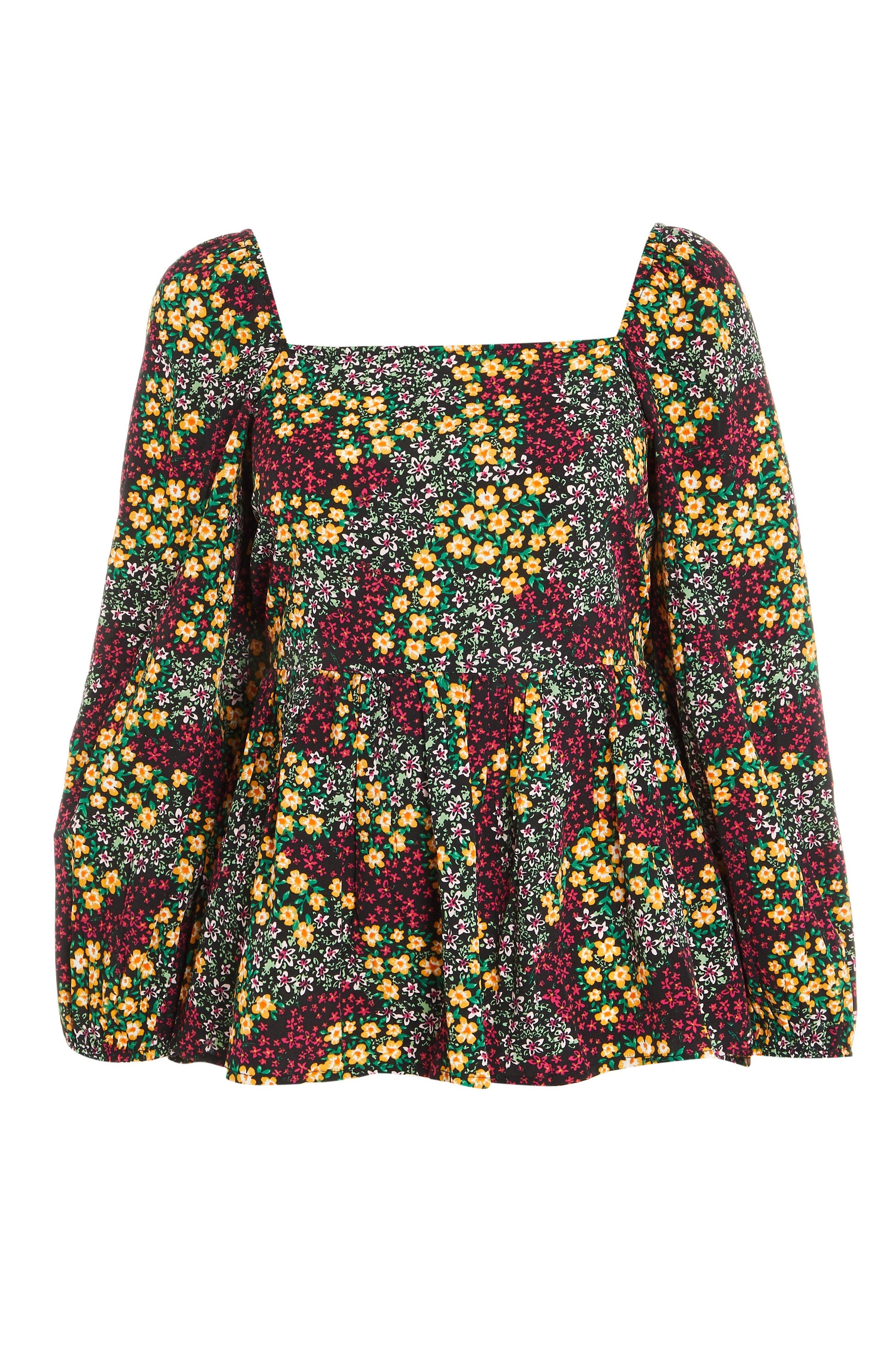 Black Floral Peplum Top — 12