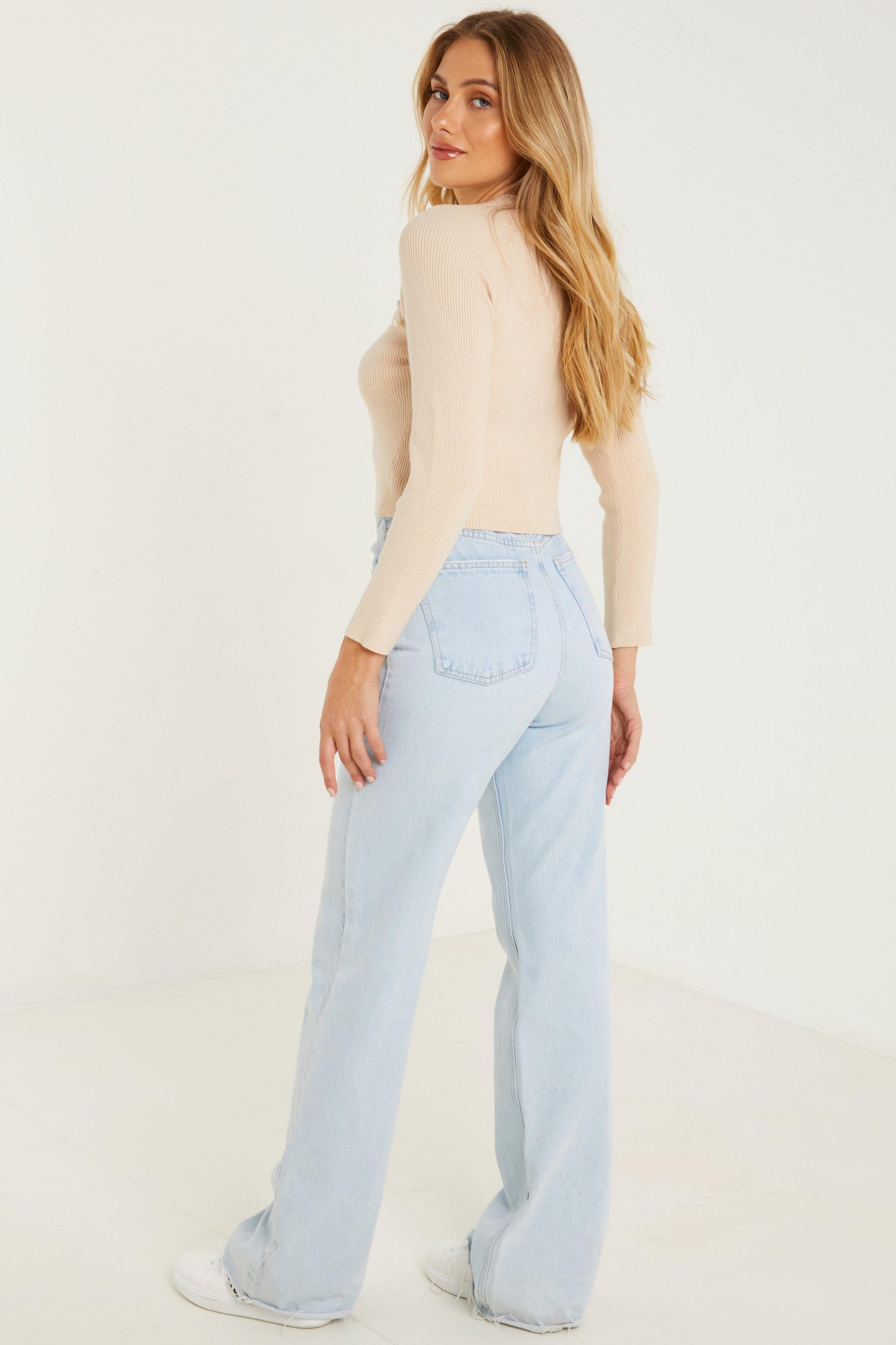 Stone Pearl Knitted Jumper — LIGHT NATURAL / L