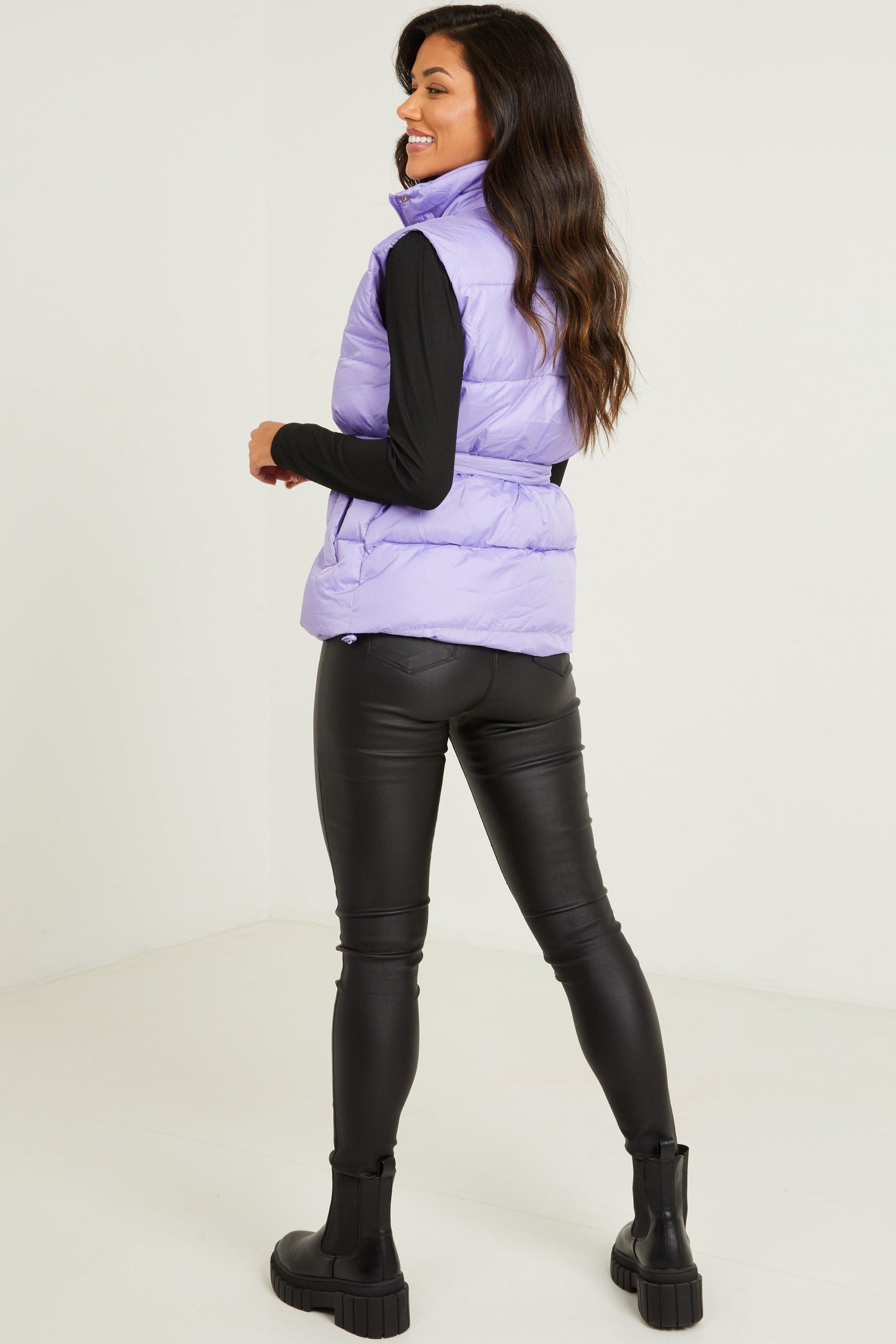 Lilac Padded Buckle Belt Gilet