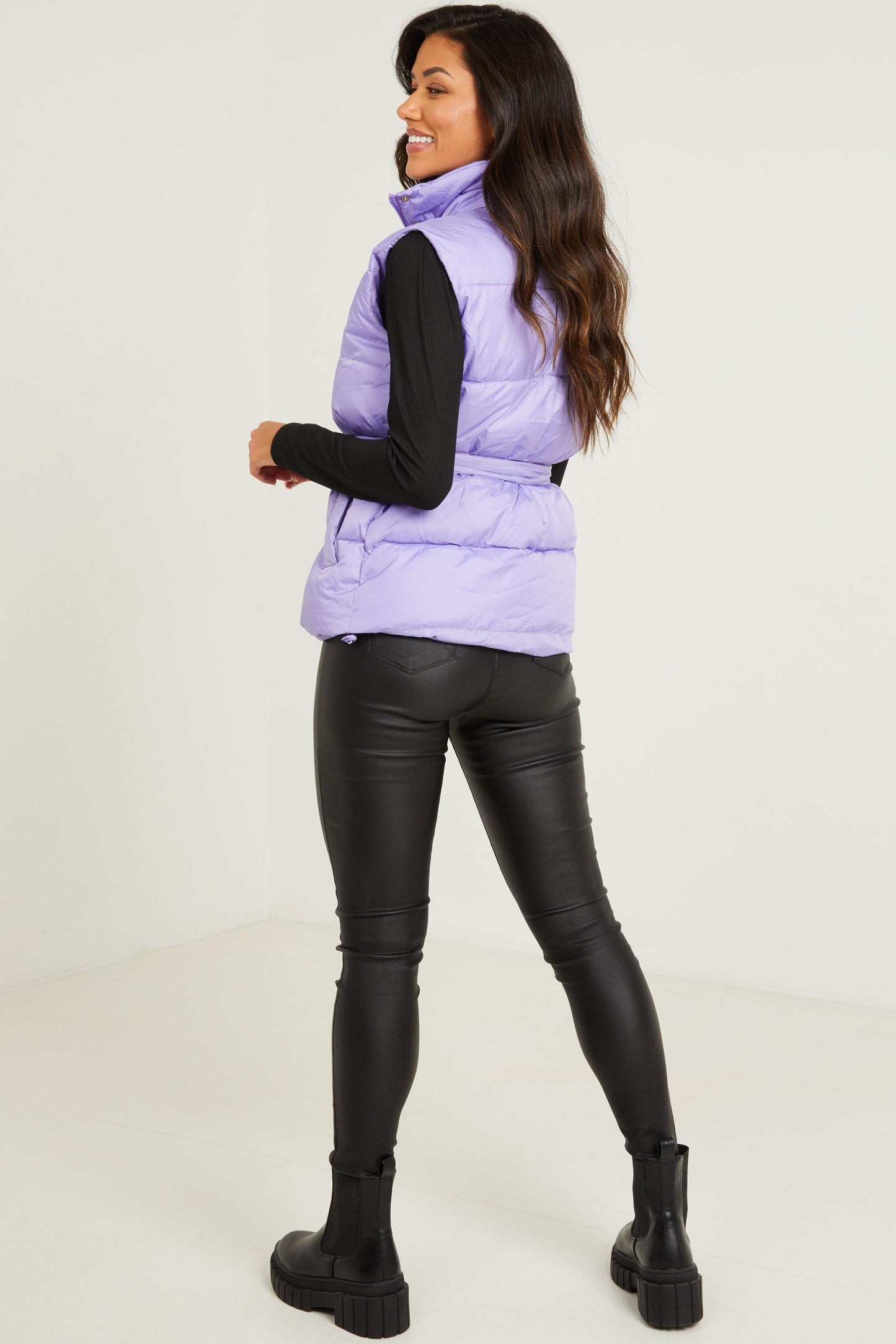 Lilac Padded Buckle Belt Gilet — S Small 6