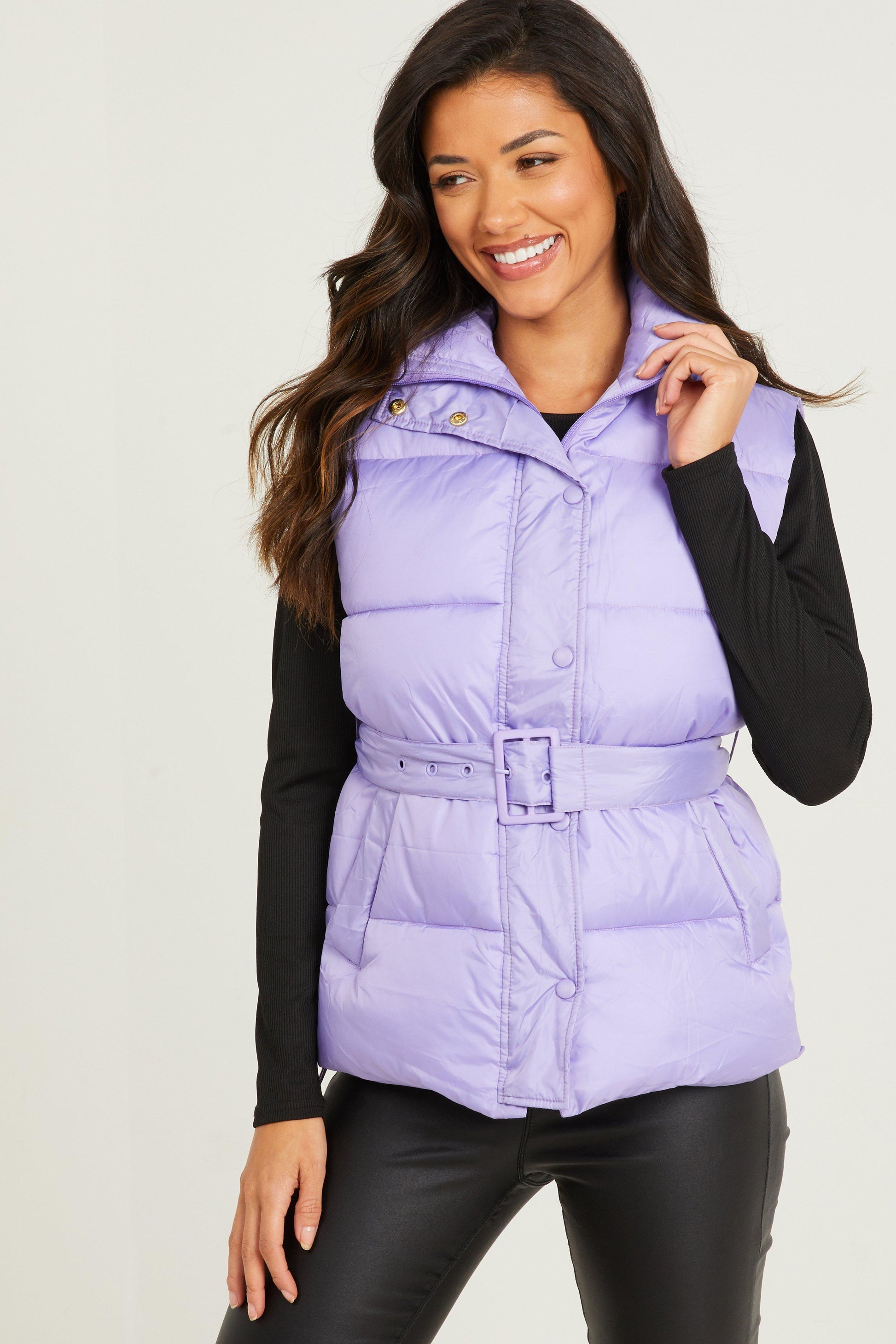 Lilac Padded Buckle Belt Gilet — S Small 6