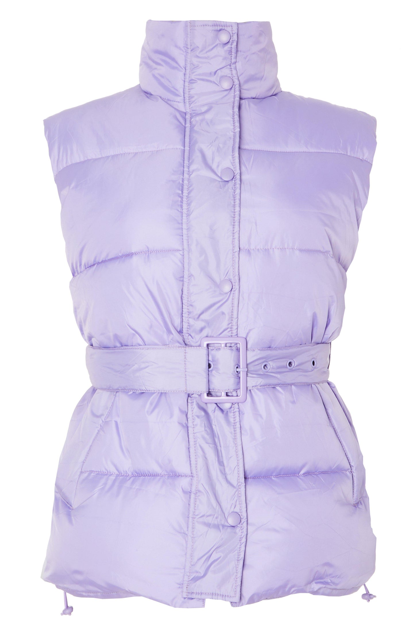 Lilac Padded Buckle Belt Gilet