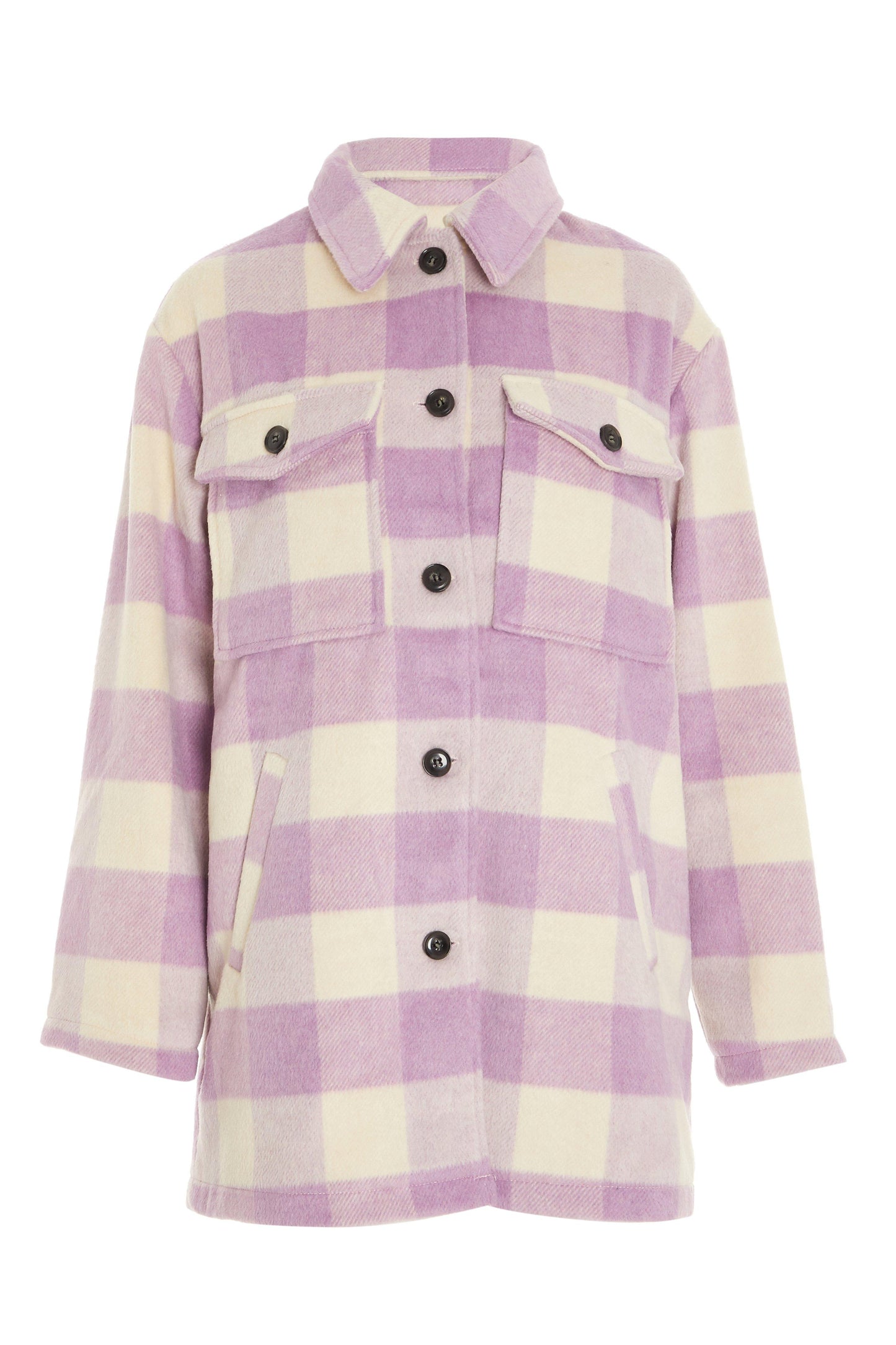 Lilac Checked Oversized Shacket