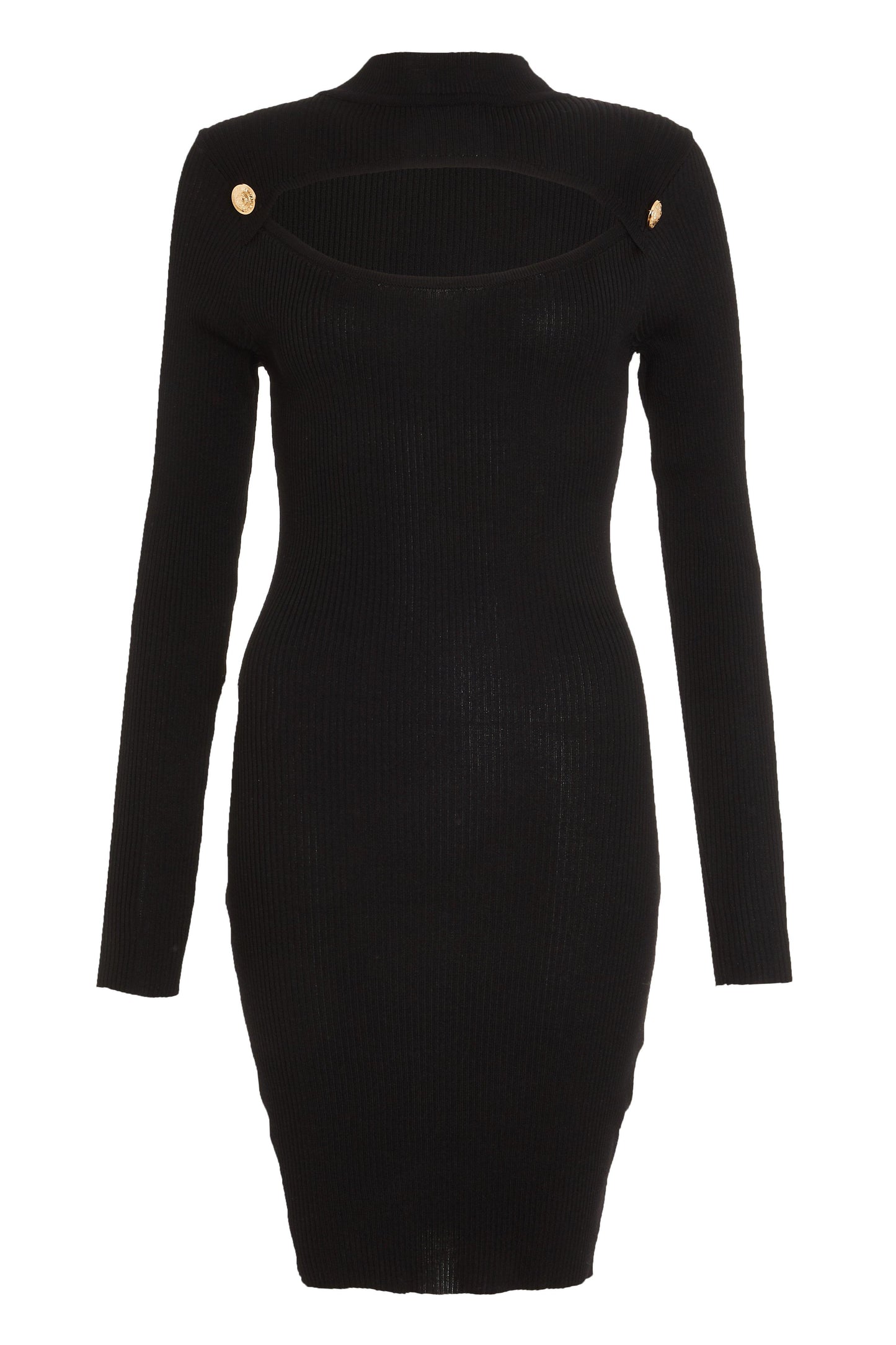 Black Cut Out Ribbed Jumper Dress