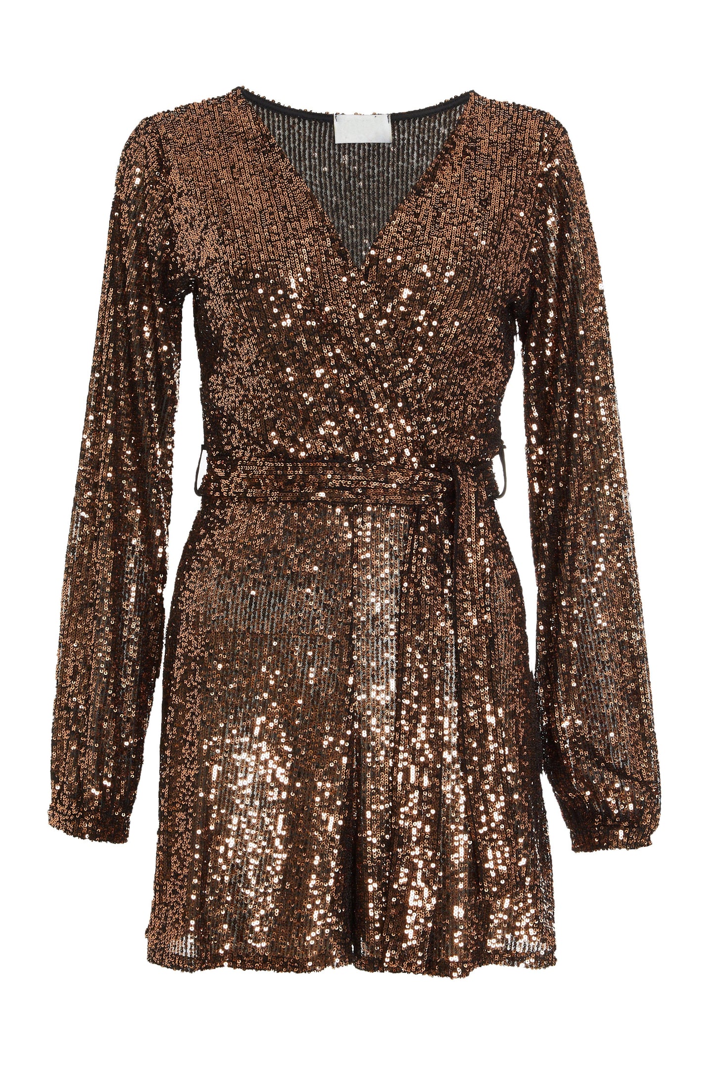 Bronze Sequin Wrap Playsuit