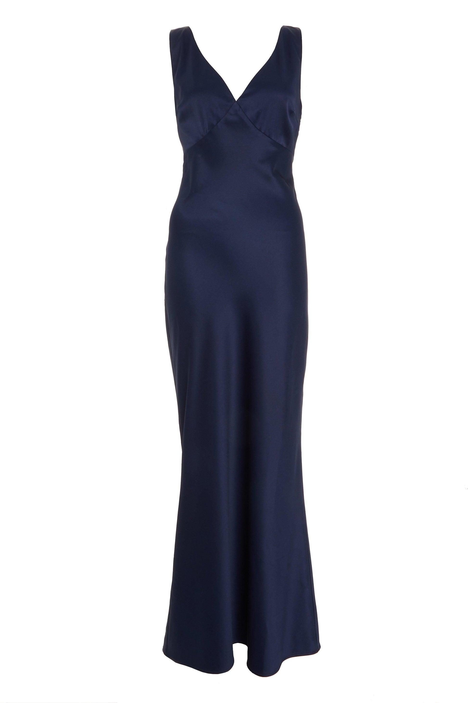 Navy Satin Slip Maxi Dress — 12