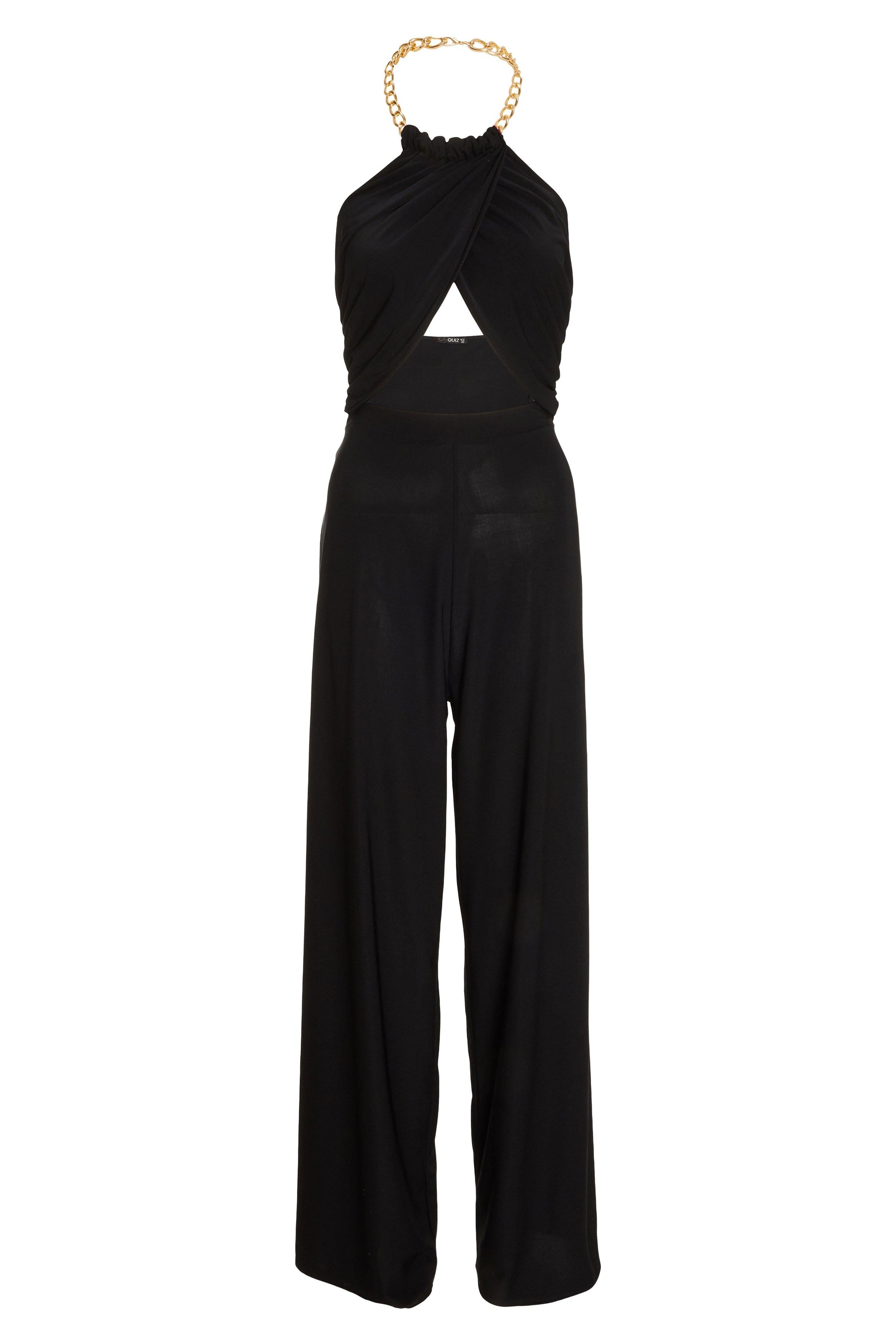 Halter Neck Palazzo Jumpsuit — BLACK / S Small 6