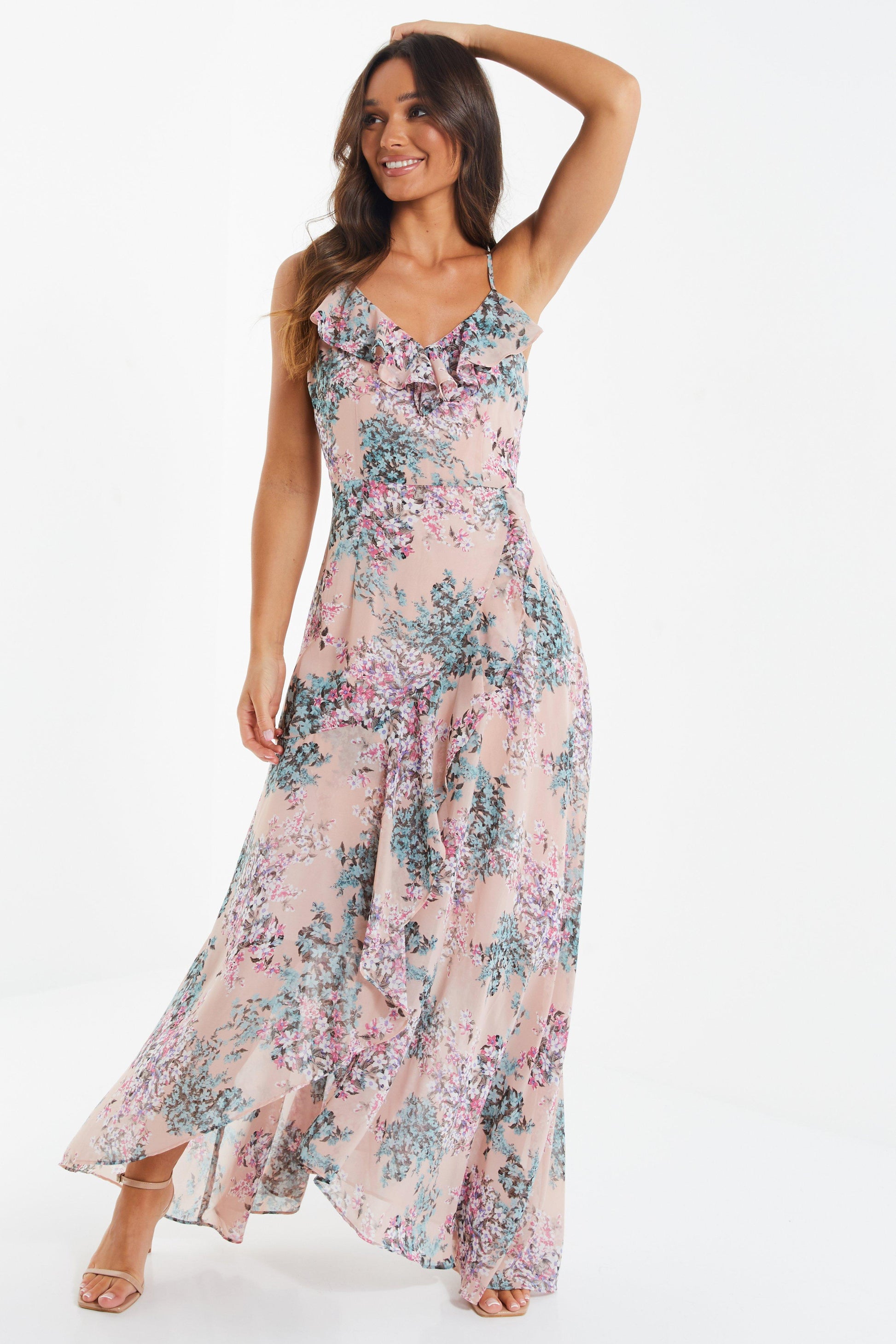 Chiffon Floral Maxi Dress â€” LIGHT PINK / 8