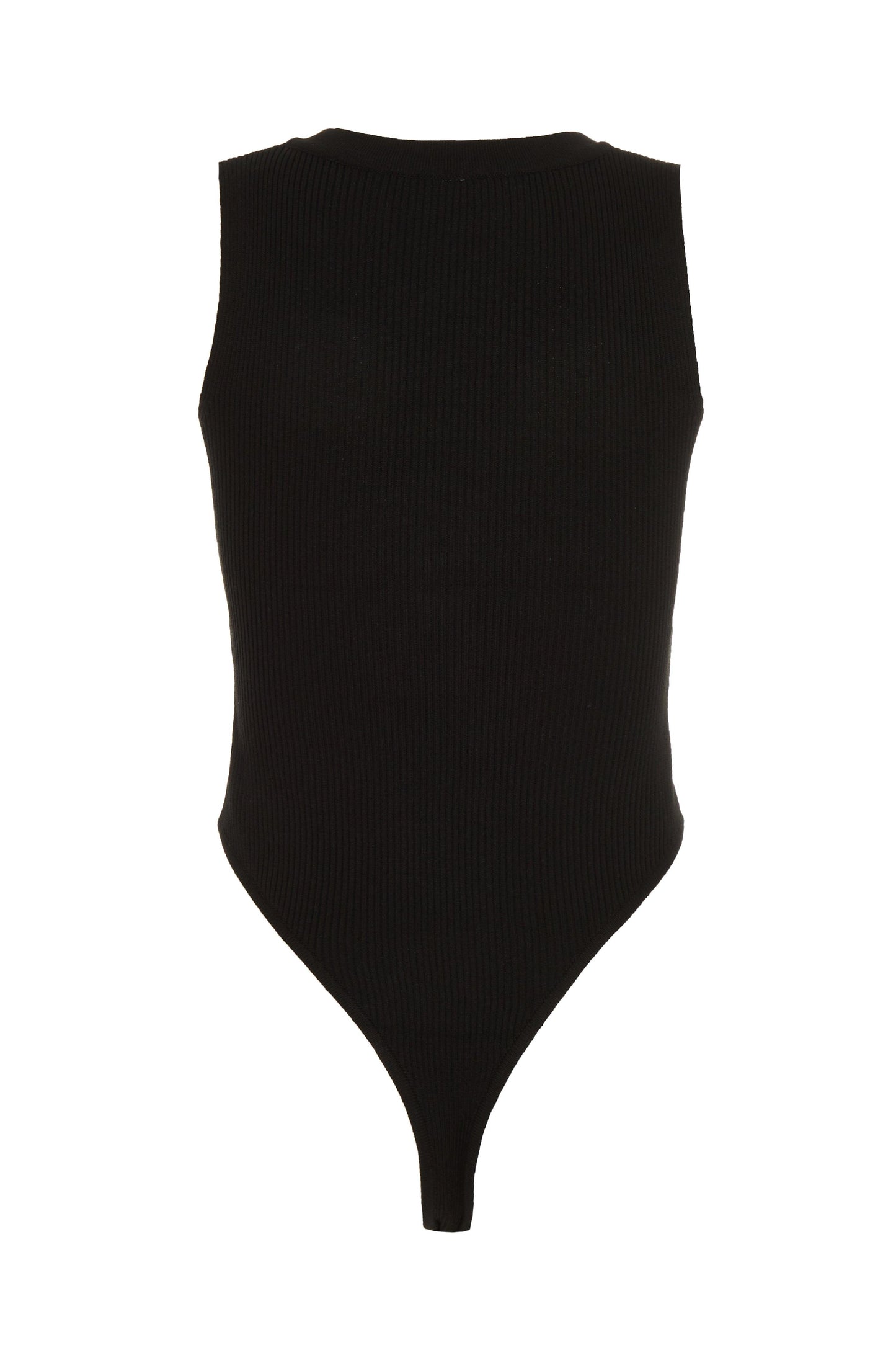 Black Ribbed Button Bodysuit