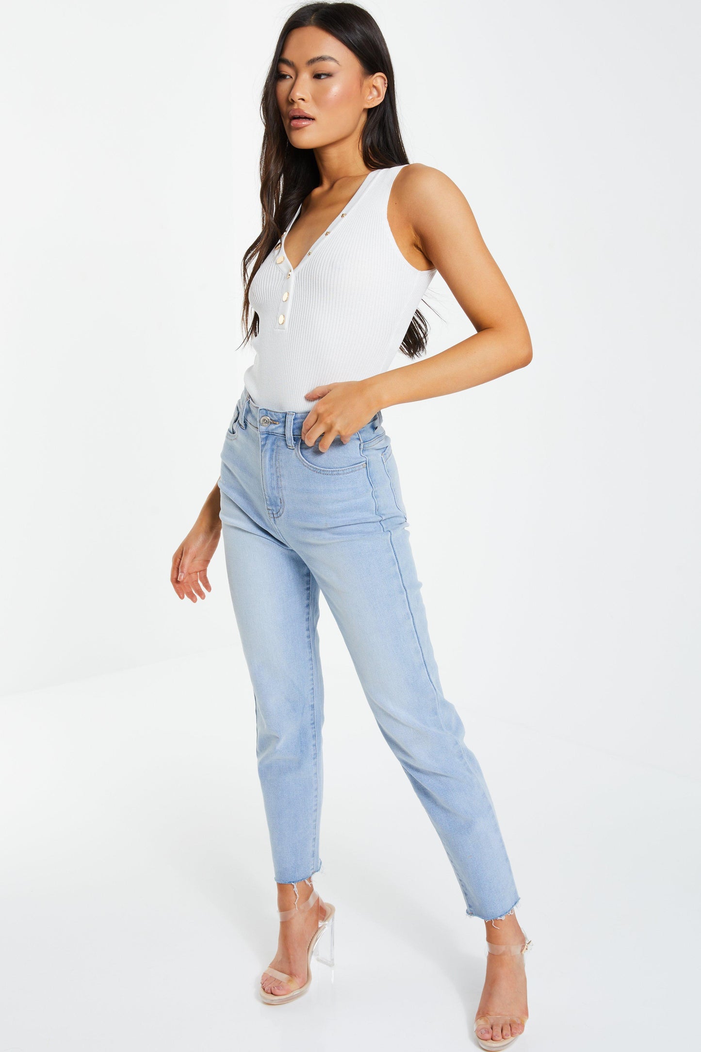 Cream Ribbed Button Bodysuit â€” L