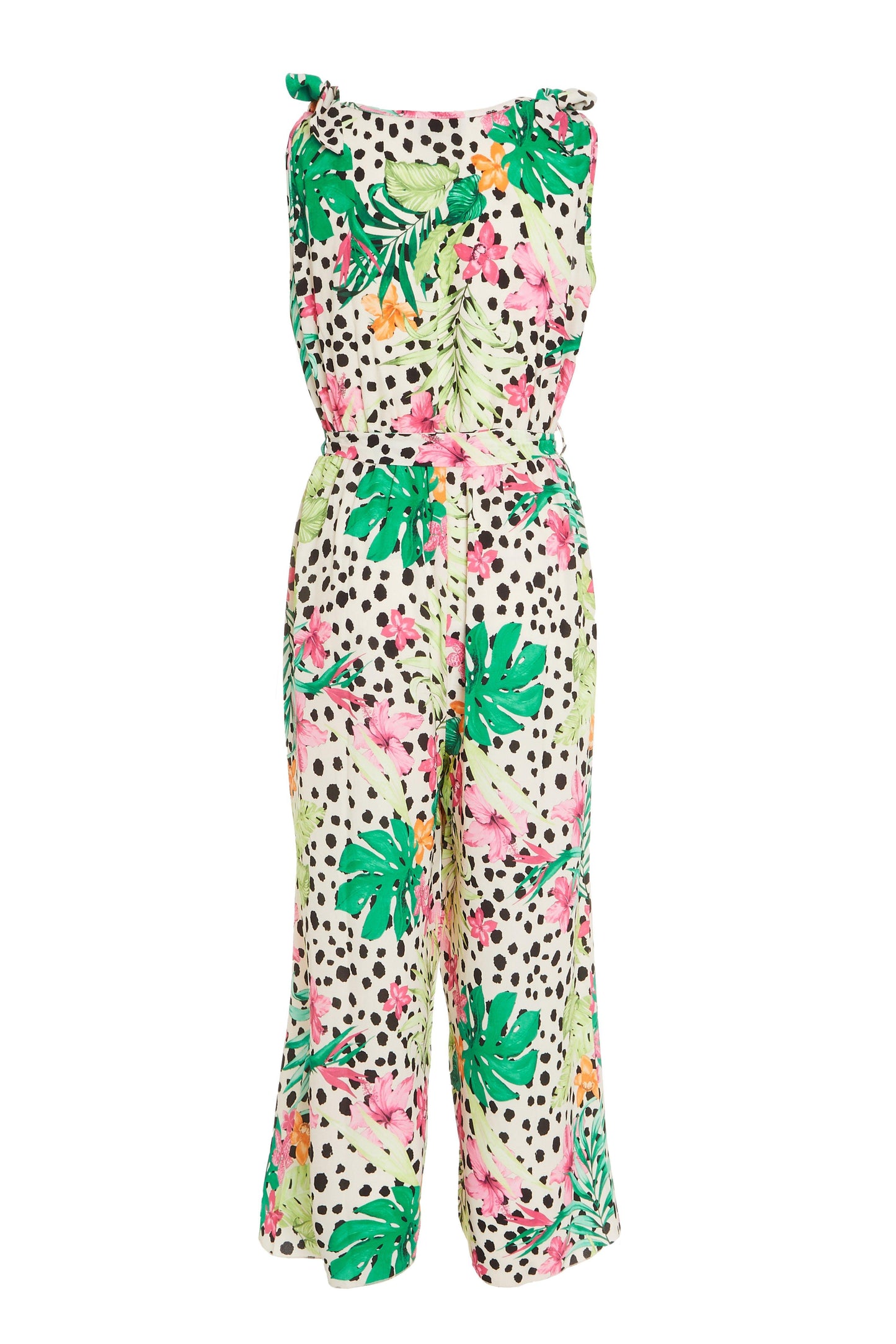 Multicoloured Tropical Print Culotte Jumpsuit