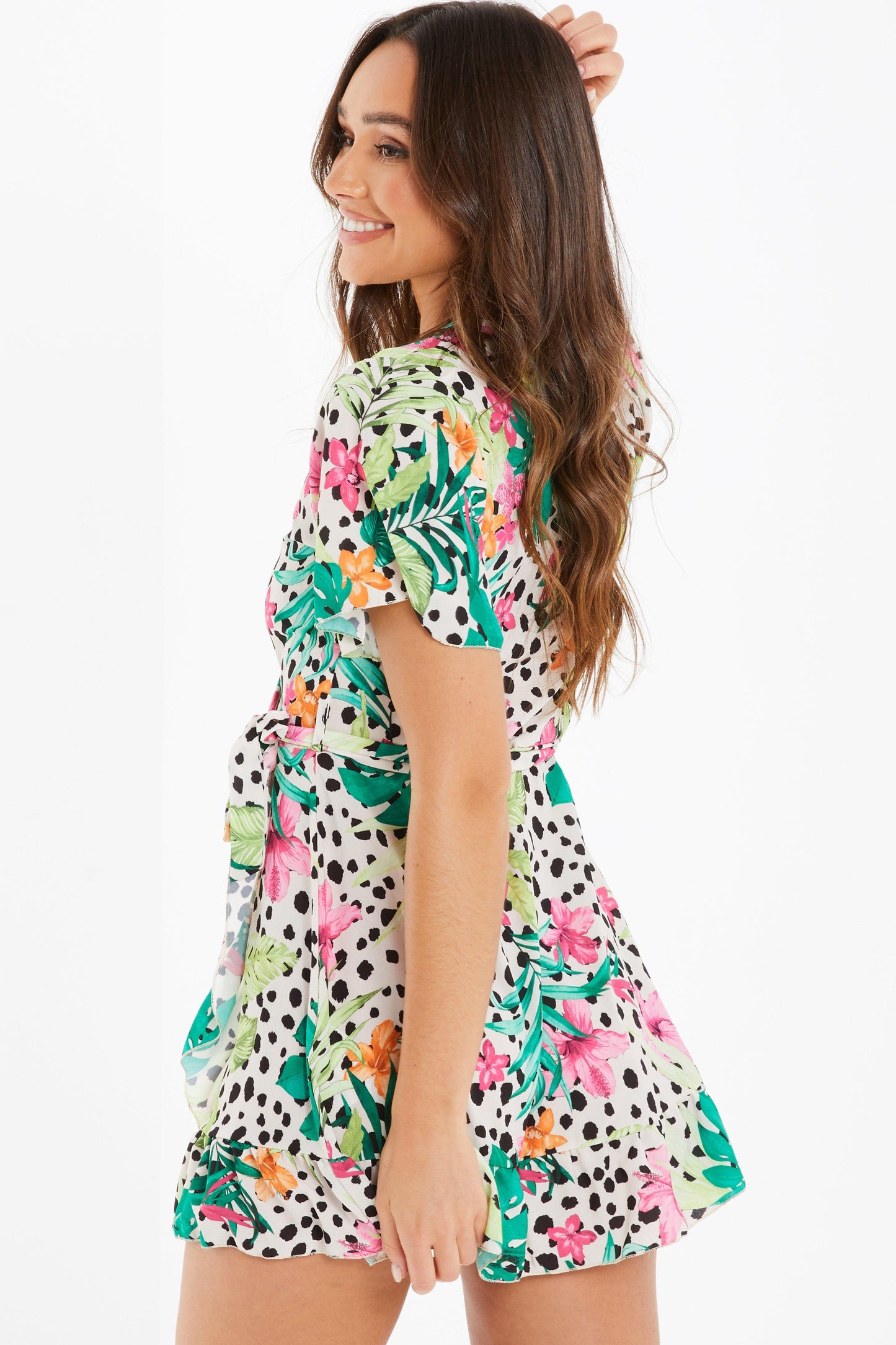 Multicoloured Tropical Print Mini Skater Dress — Multi / 14