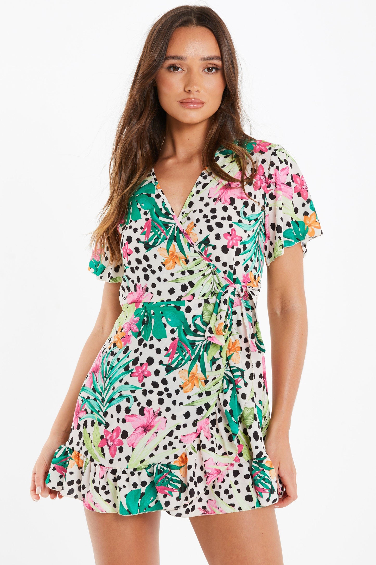 Multicoloured Tropical Print Mini Skater Dress — Multi / 14