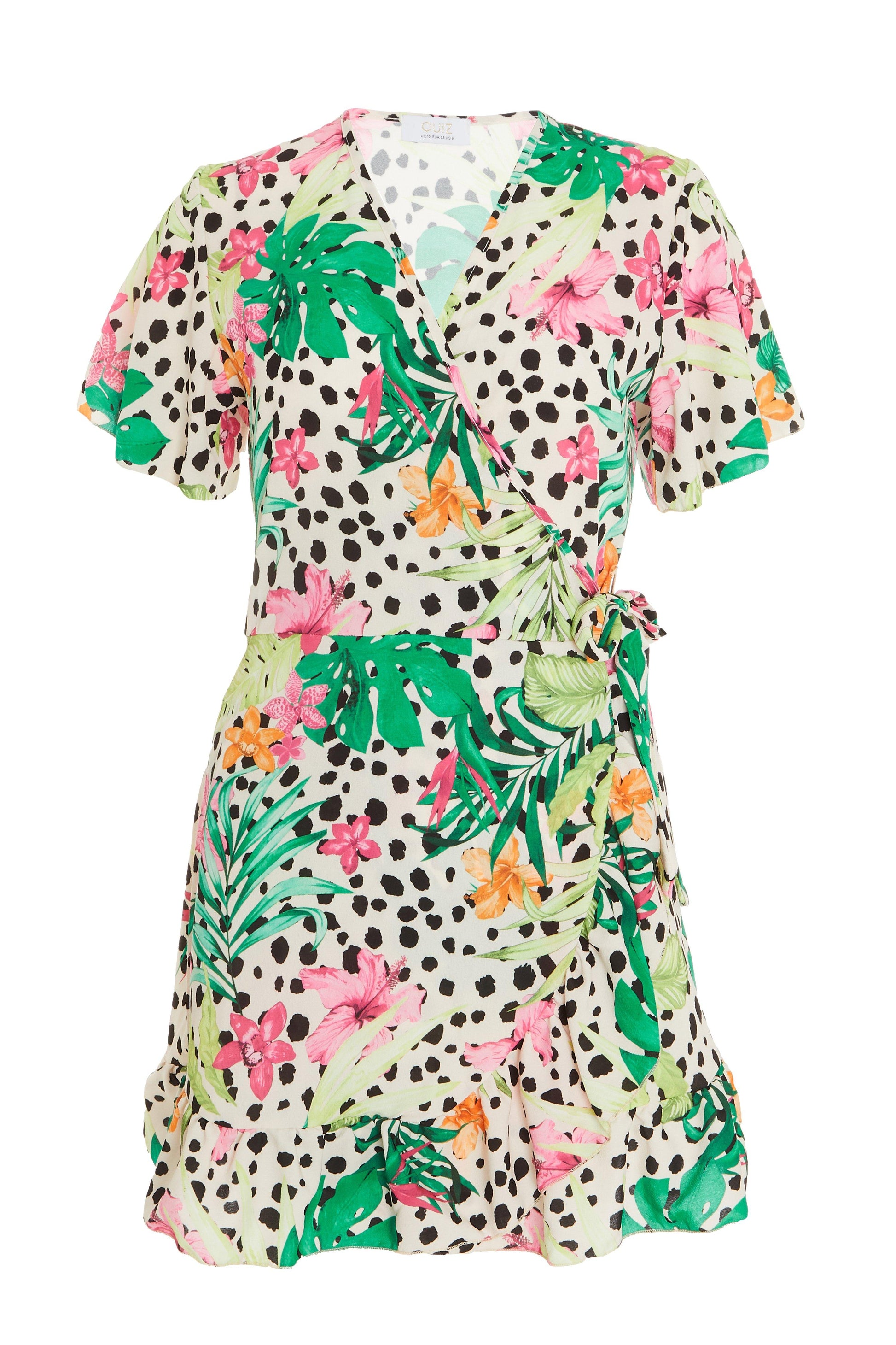 Multicoloured Tropical Print Mini Skater Dress — Multi / 14
