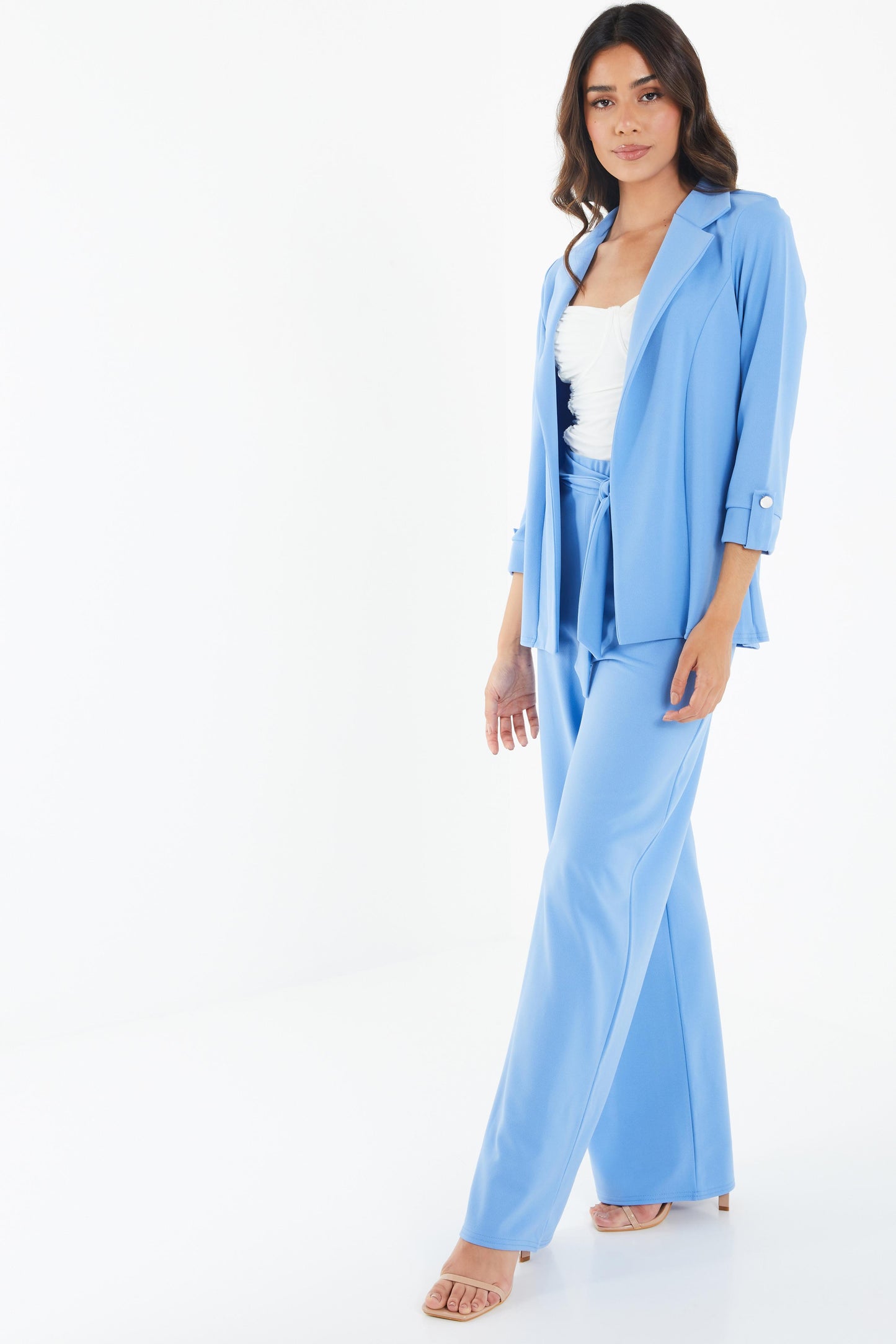 Blue Cropped Sleeve Blazer â€” 8