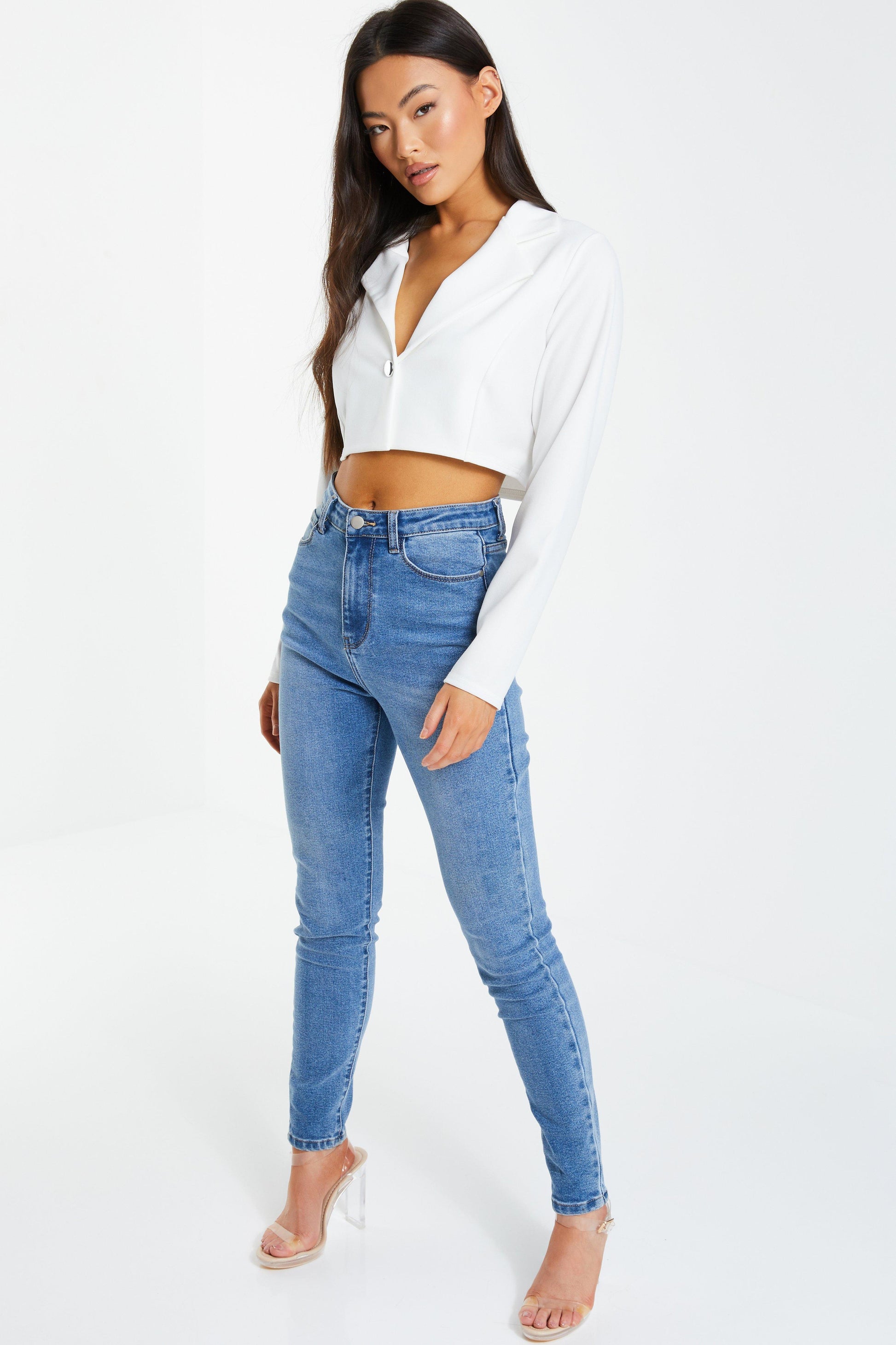 Cream Cropped Blazer â€” 8