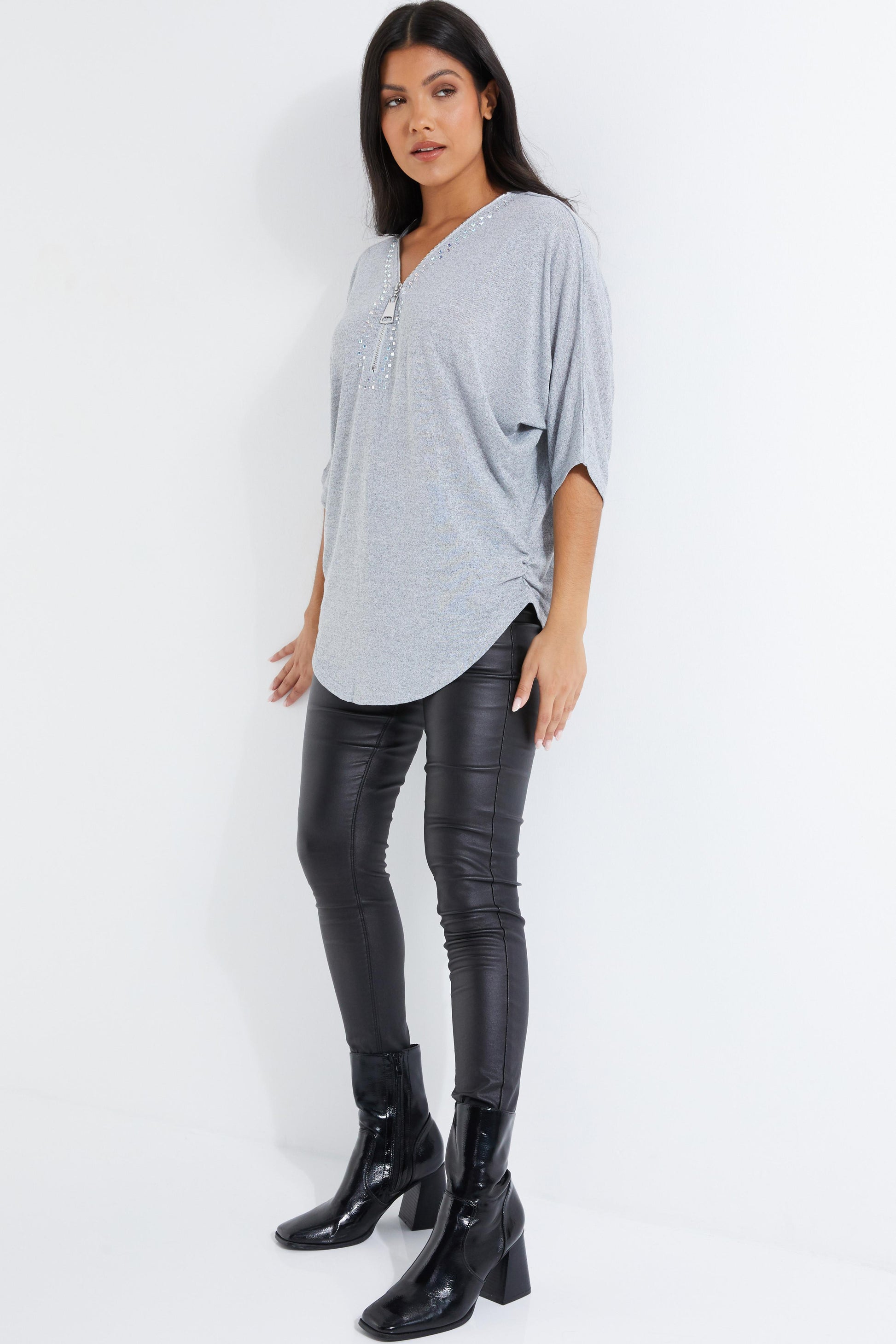 Light Knit Zip Top — LIGHT GREY / S Small 6