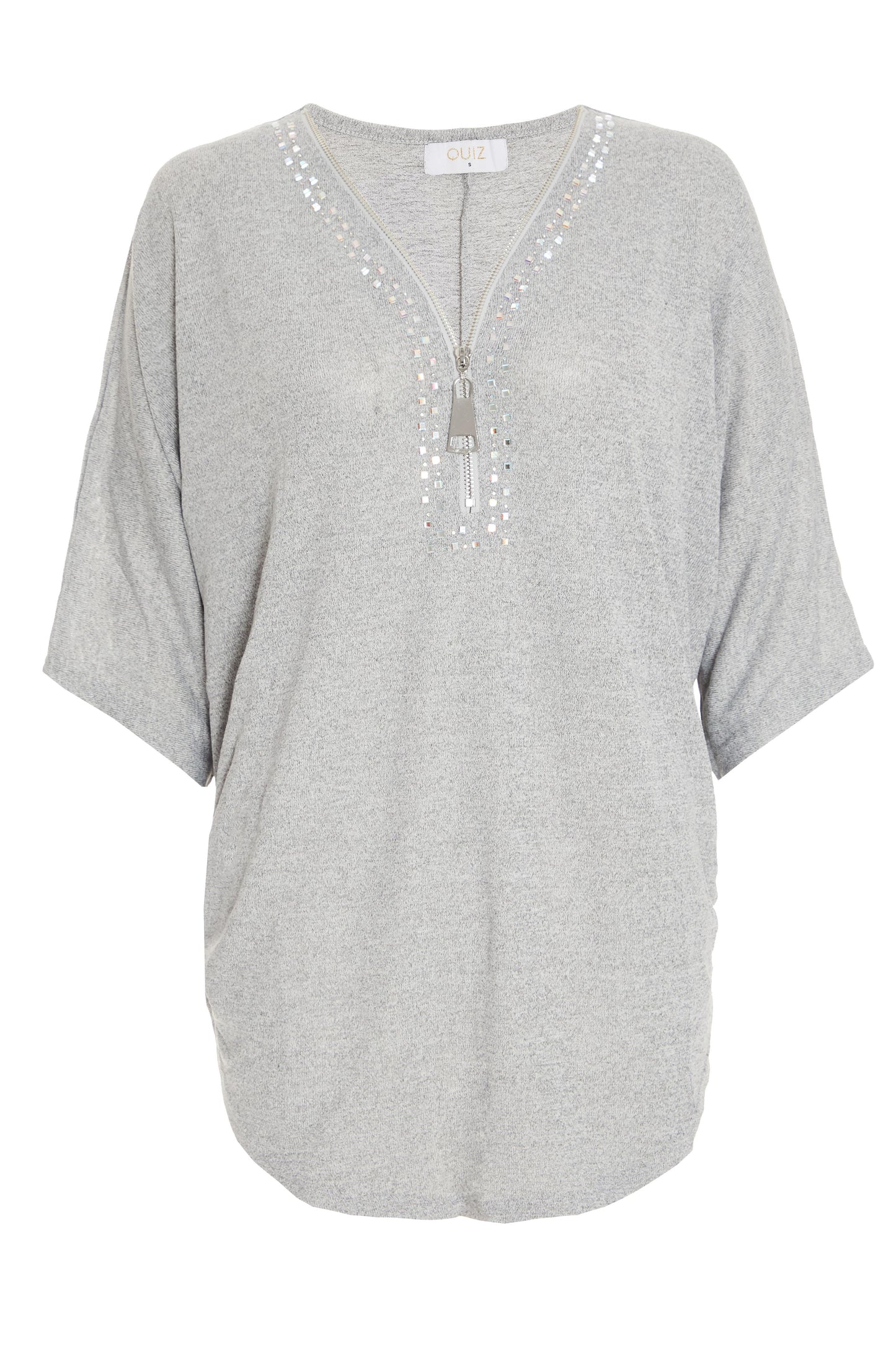Light Knit Zip Top — LIGHT GREY / S Small 6