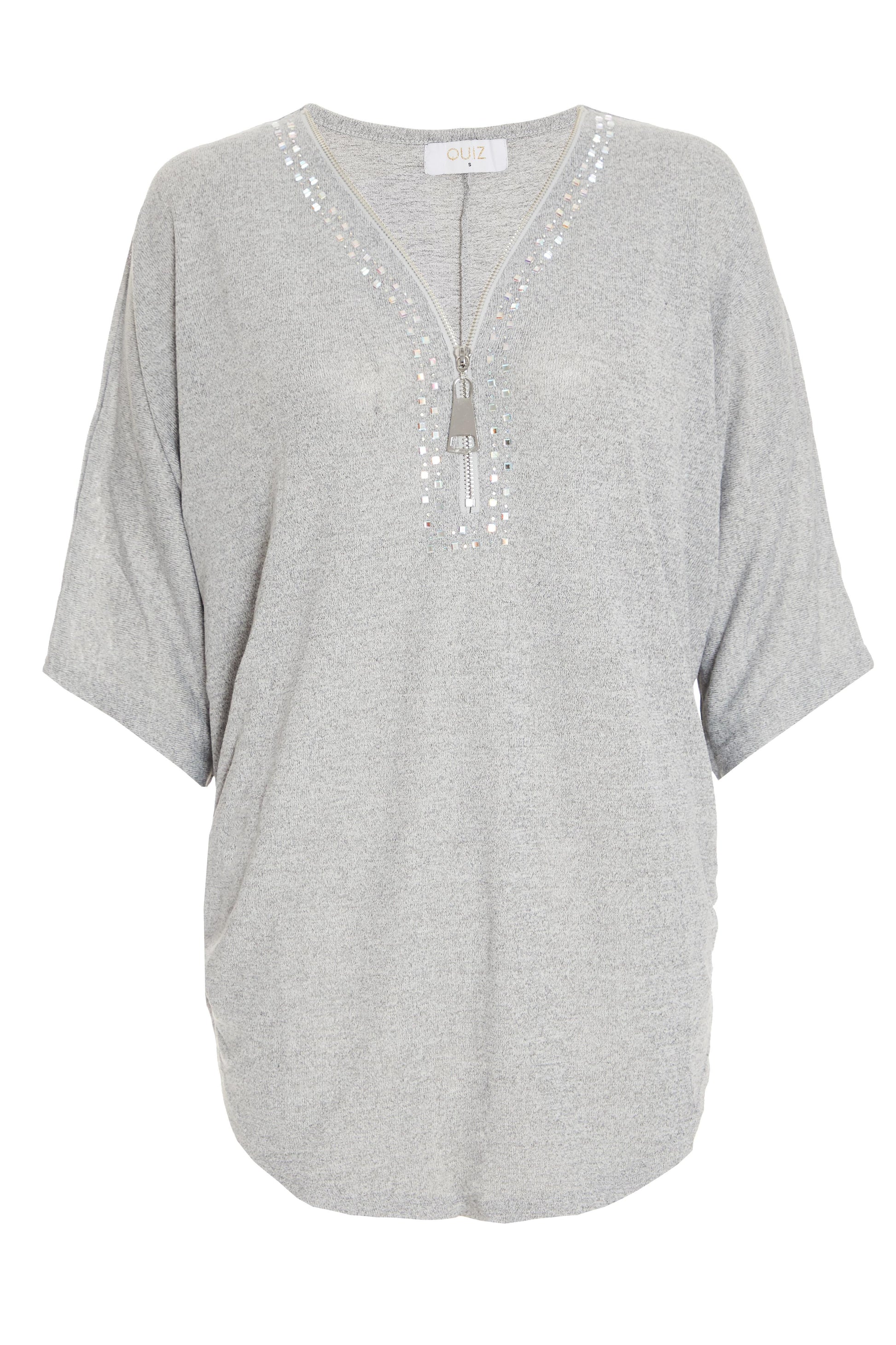 Light Knit Zip Top — LIGHT GREY / S Small 6