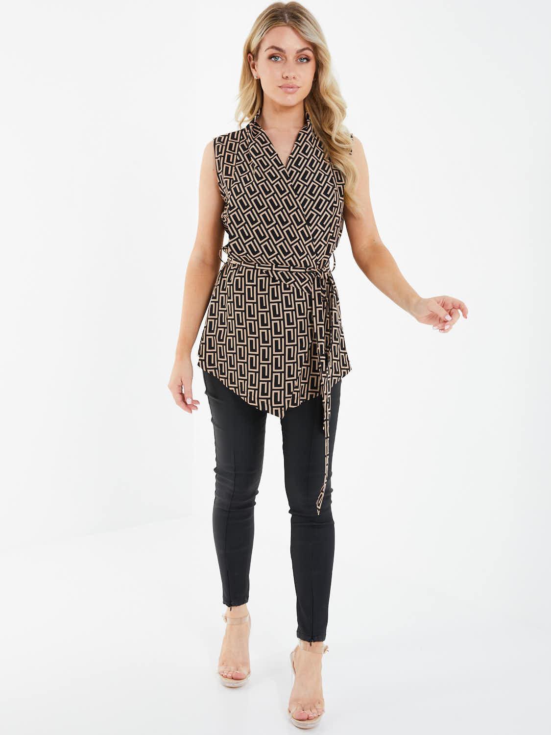 Black/Stone Geo Woven Wrap Sleeves Jacket — 12