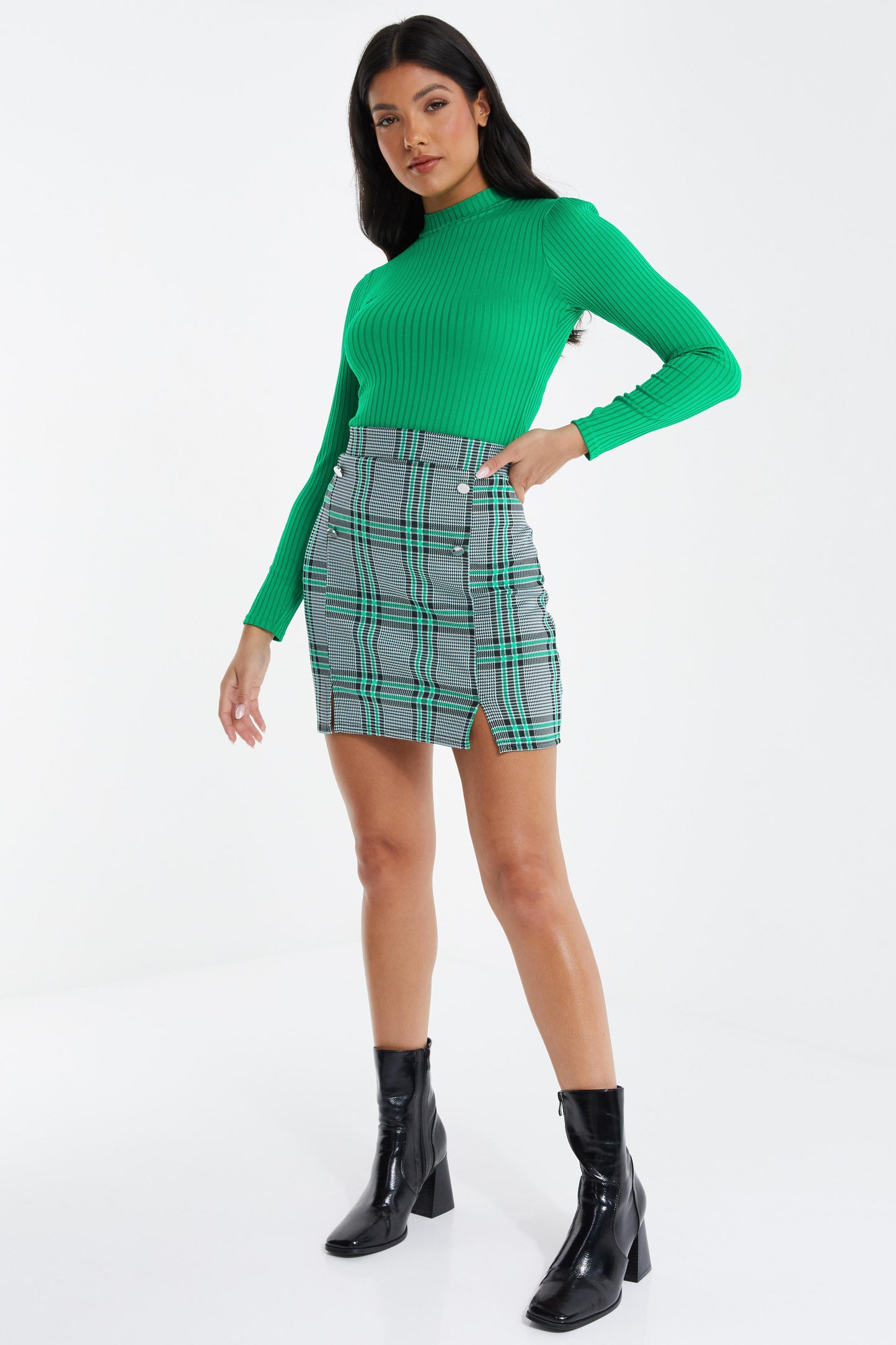Ribbed Turtleneck Top — LIGHT GREEN / S Small 6