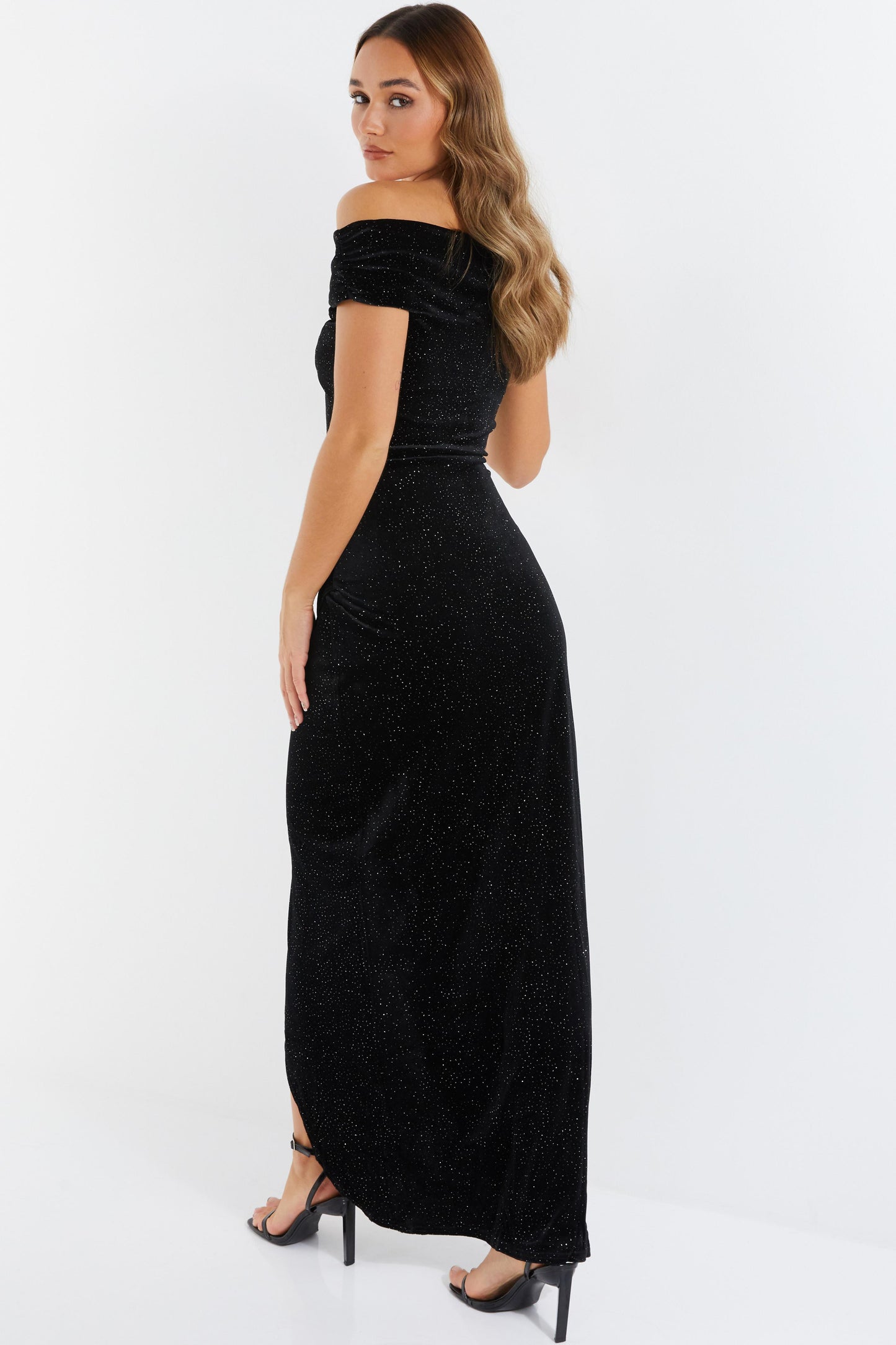 Black Glitter Velvet Maxi Dress