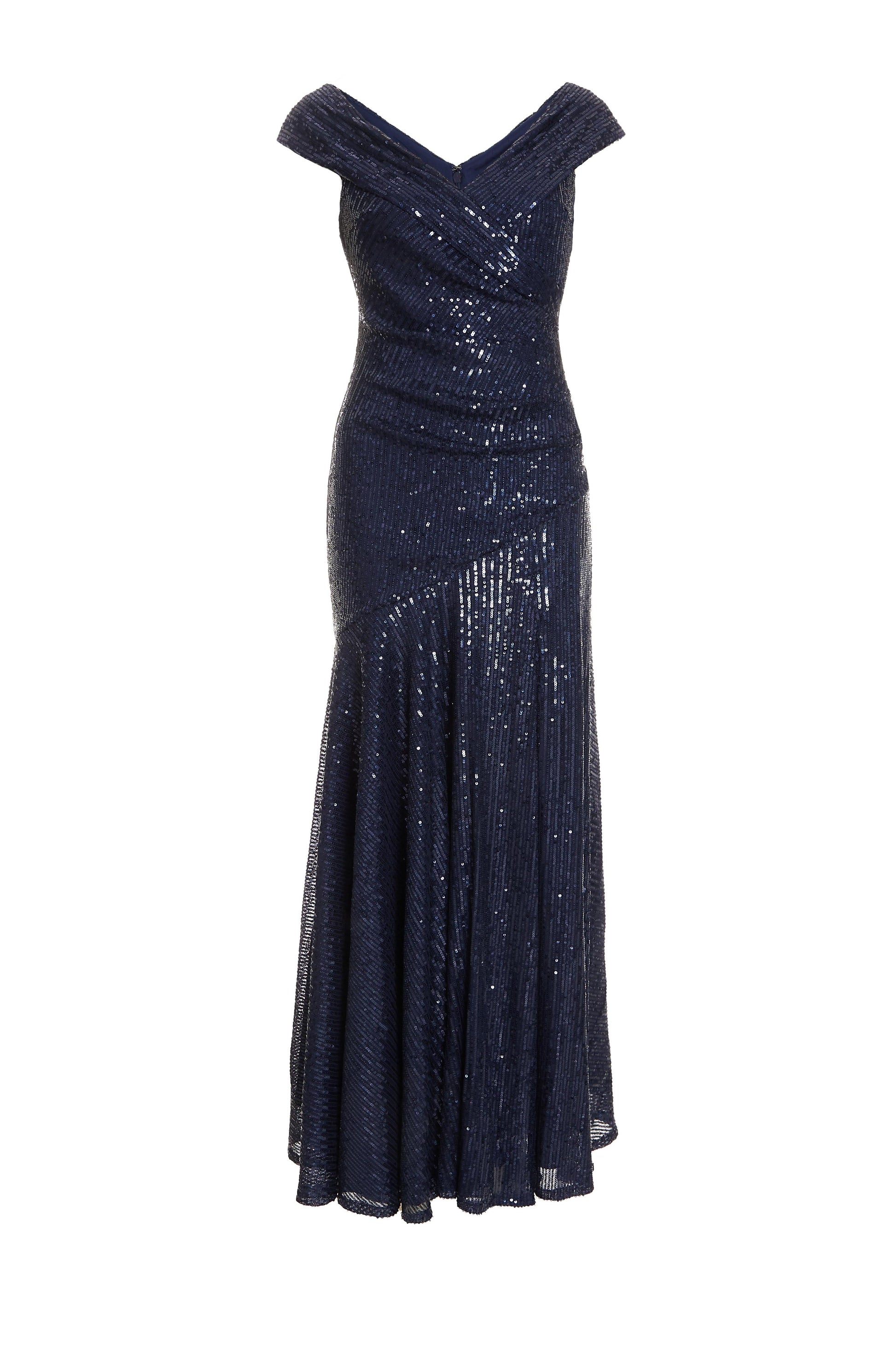 Navy Sequin Ruched Maxi Dress â€” 14