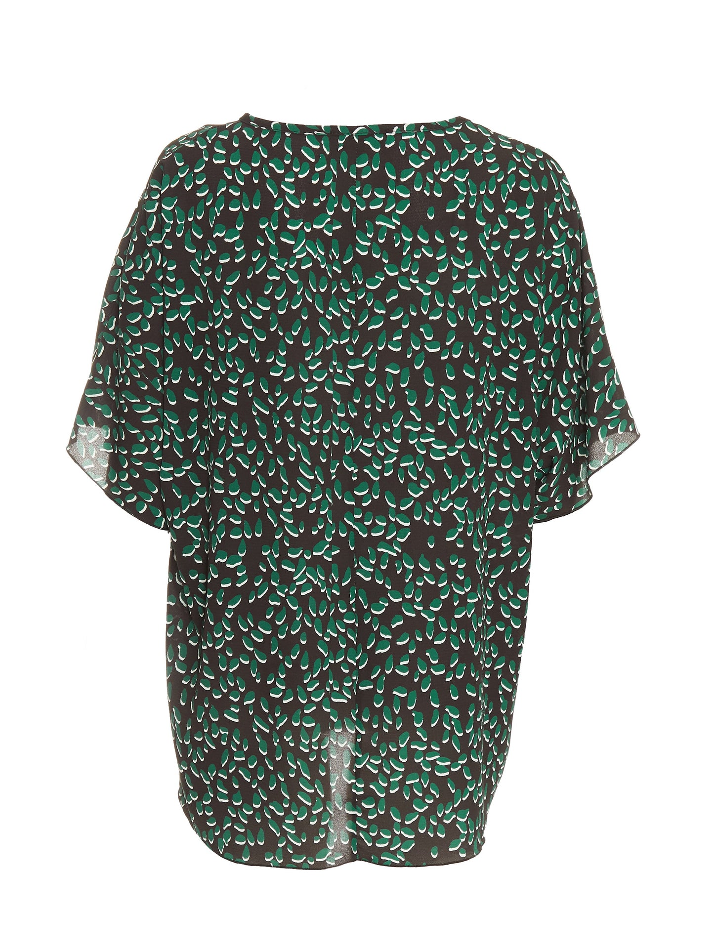 Black Green Animal Print Boxy Top — Green / 14