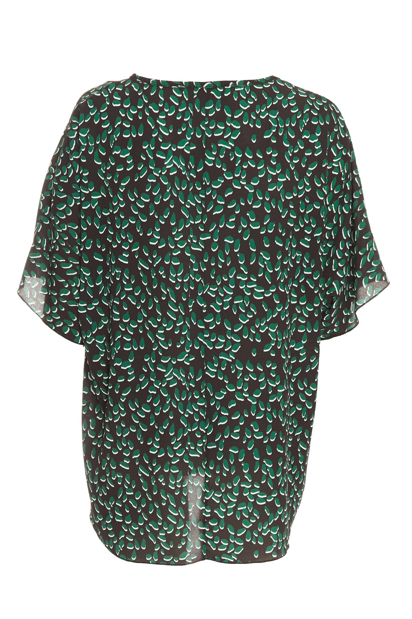 Black Green Animal Print Boxy Top — Green / 14