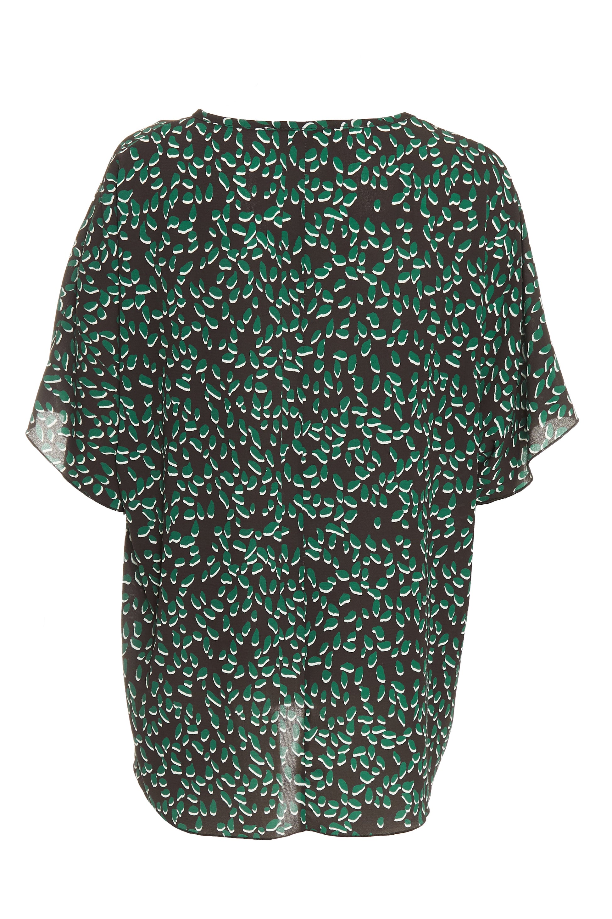 Black Green Animal Print Boxy Top — Green / 14