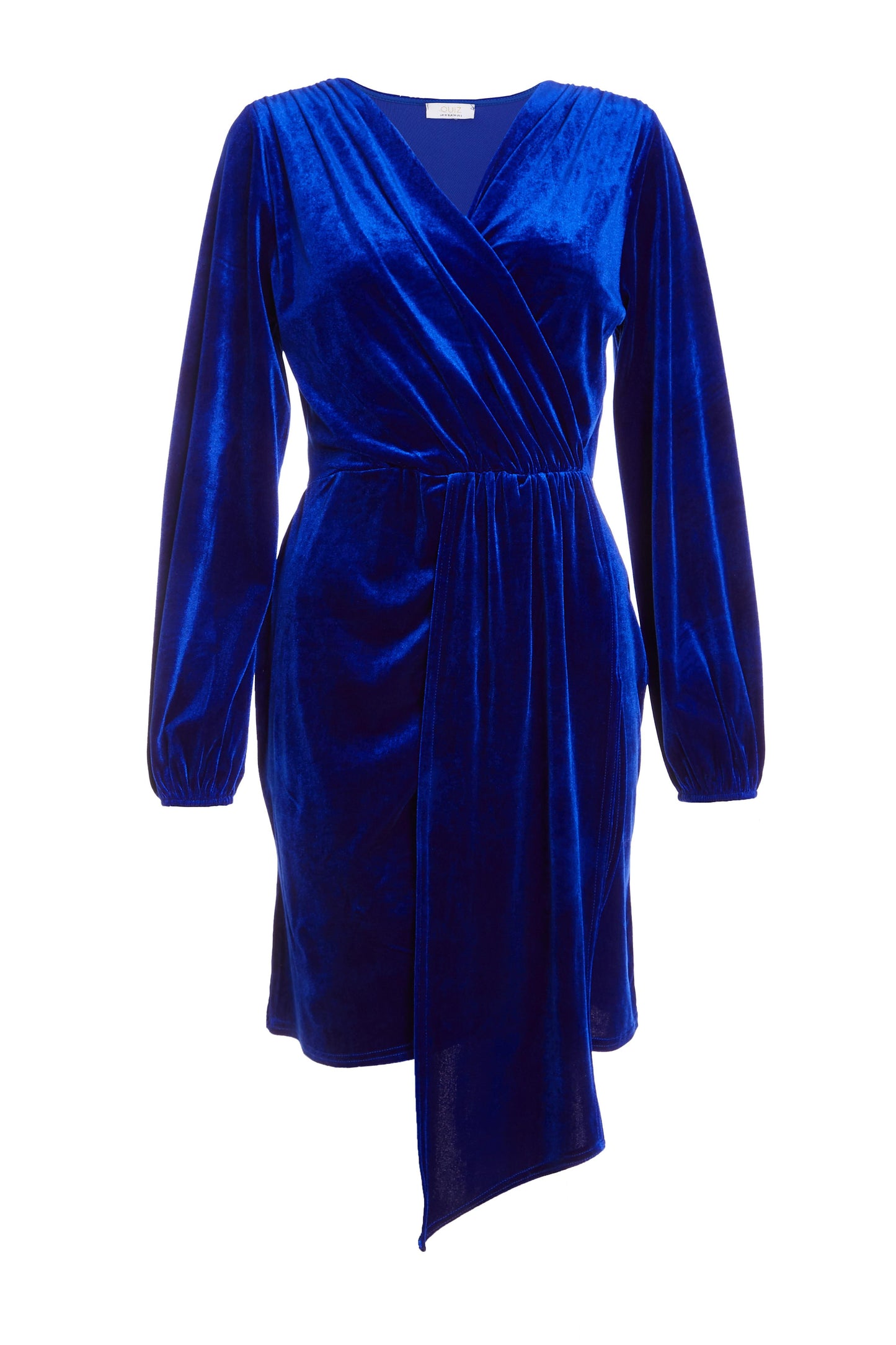 Royal Blue Velvet Sash Bodycon Dress