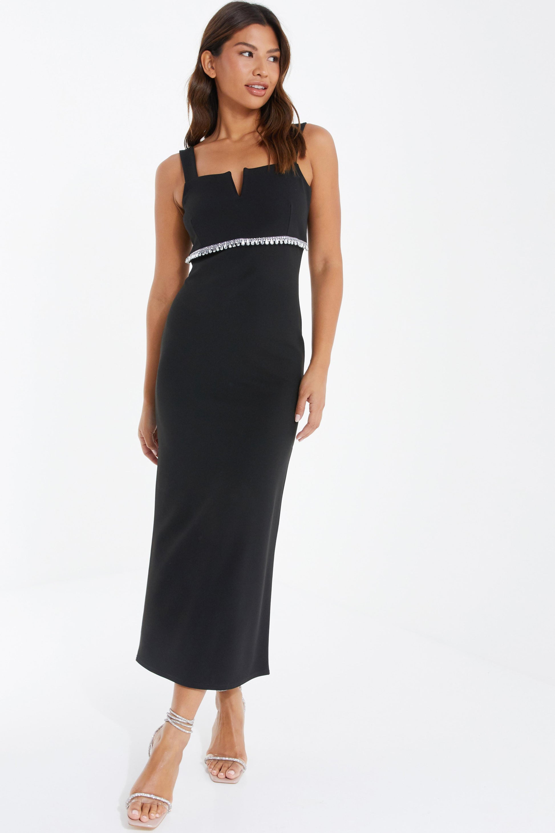 Black Diamante Trim Maxi Dress Quiz Clothing Black Diamante Trim Maxi Dress Quiz Clothing