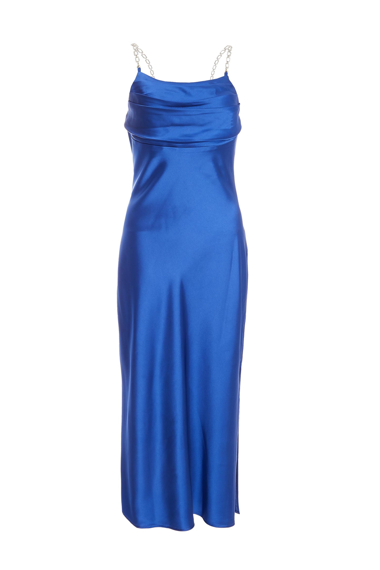 Blue Satin Diamante Midi Dress â€” 16
