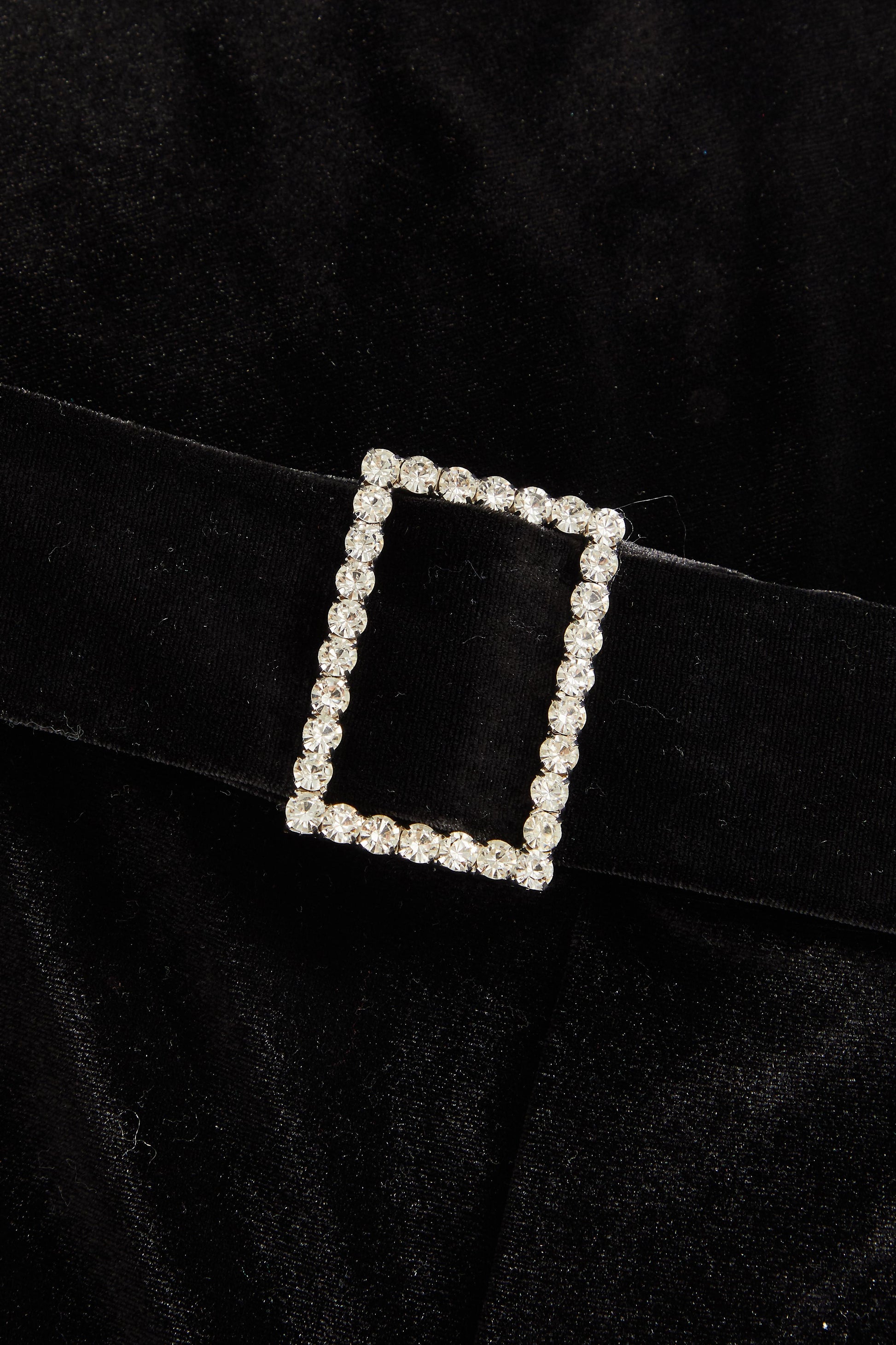 Black Velvet Diamante Buckle Palazzo Trousers â€” 14