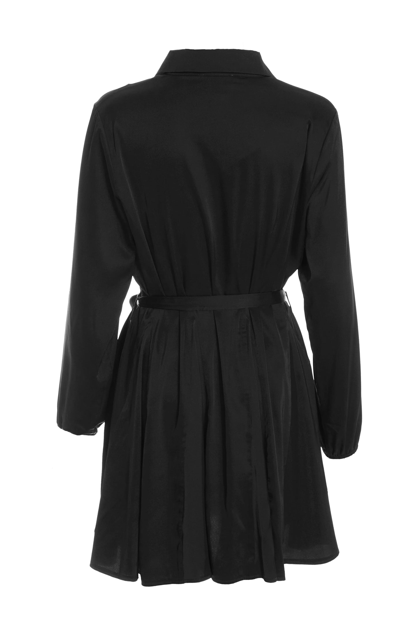 Black Satin Diamante Shirt Mini Dress — 10