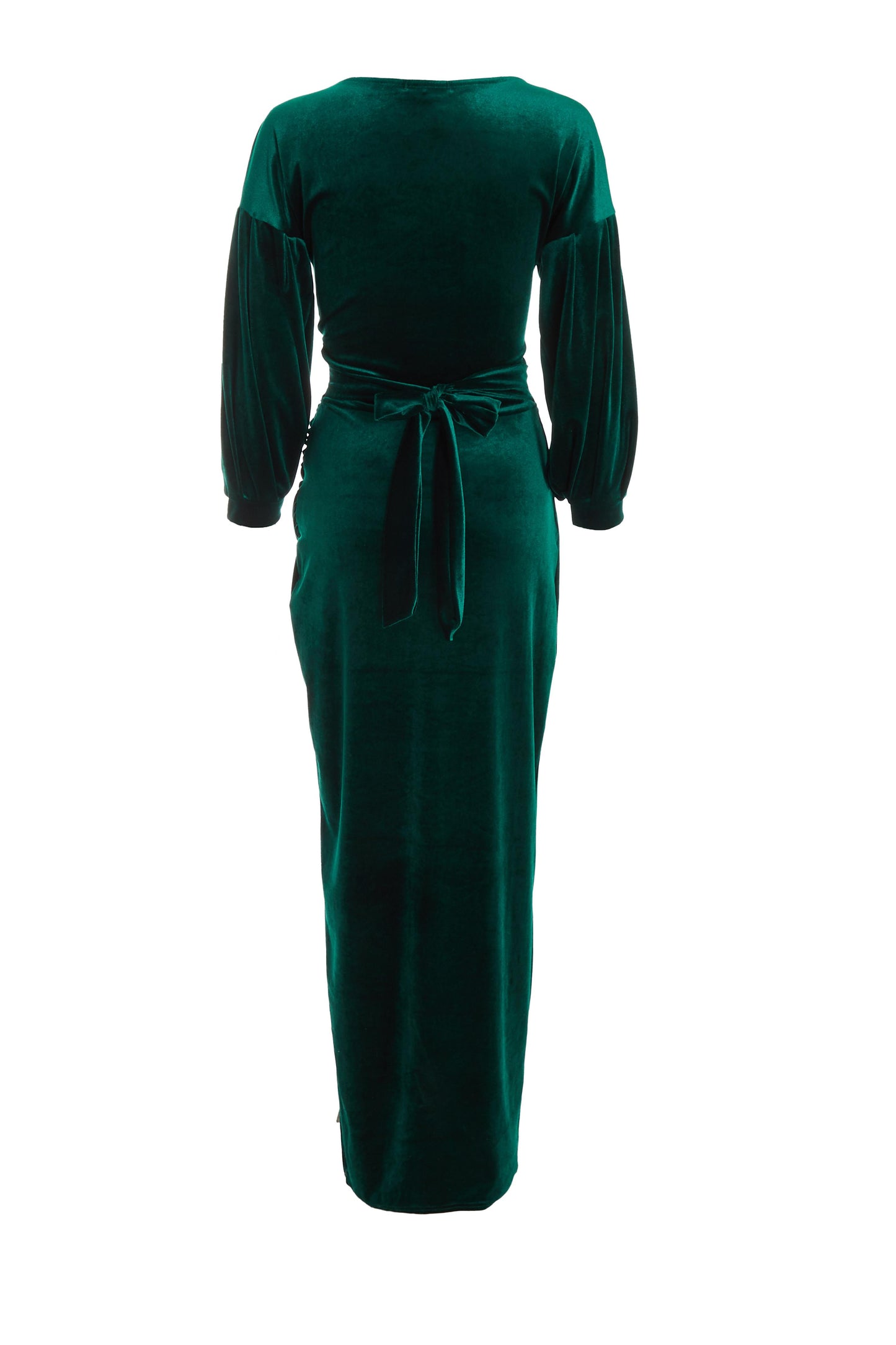 Green Velvet Wrap Maxi Dress