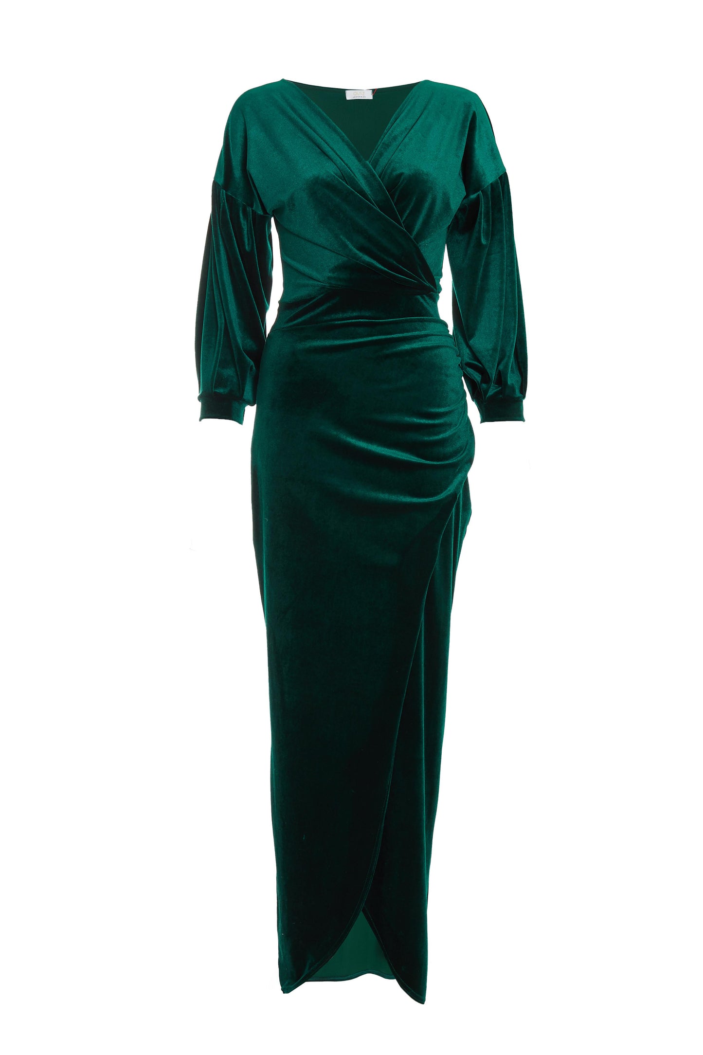 Green Velvet Wrap Maxi Dress