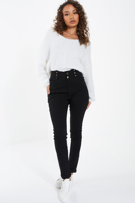 Black Stud Skinny Jeans â€” 8