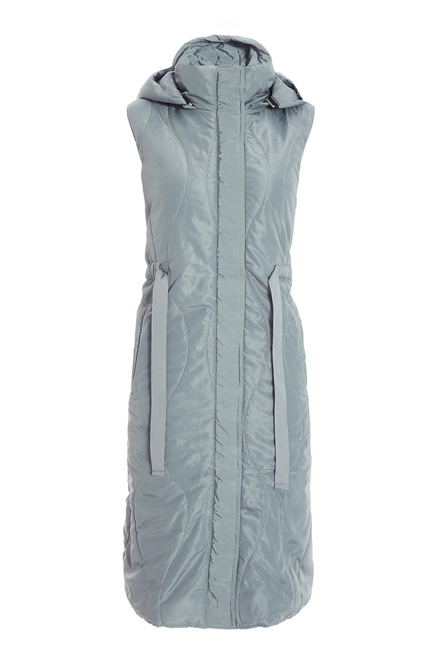 Grey Padded Tie Front Gilet — L