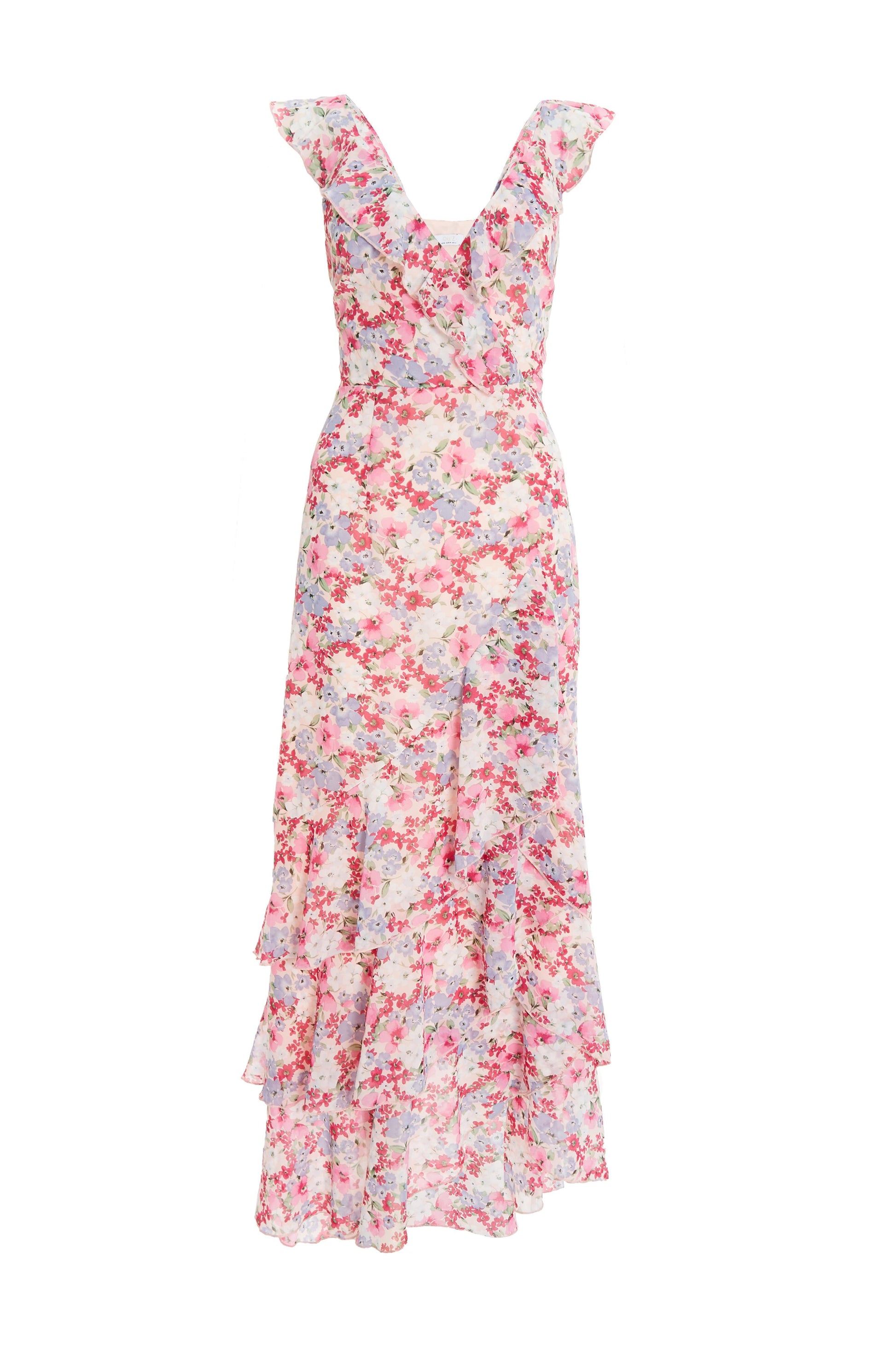 Multicoloured Chiffon Floral Tiered Maxi Dress â€” 16