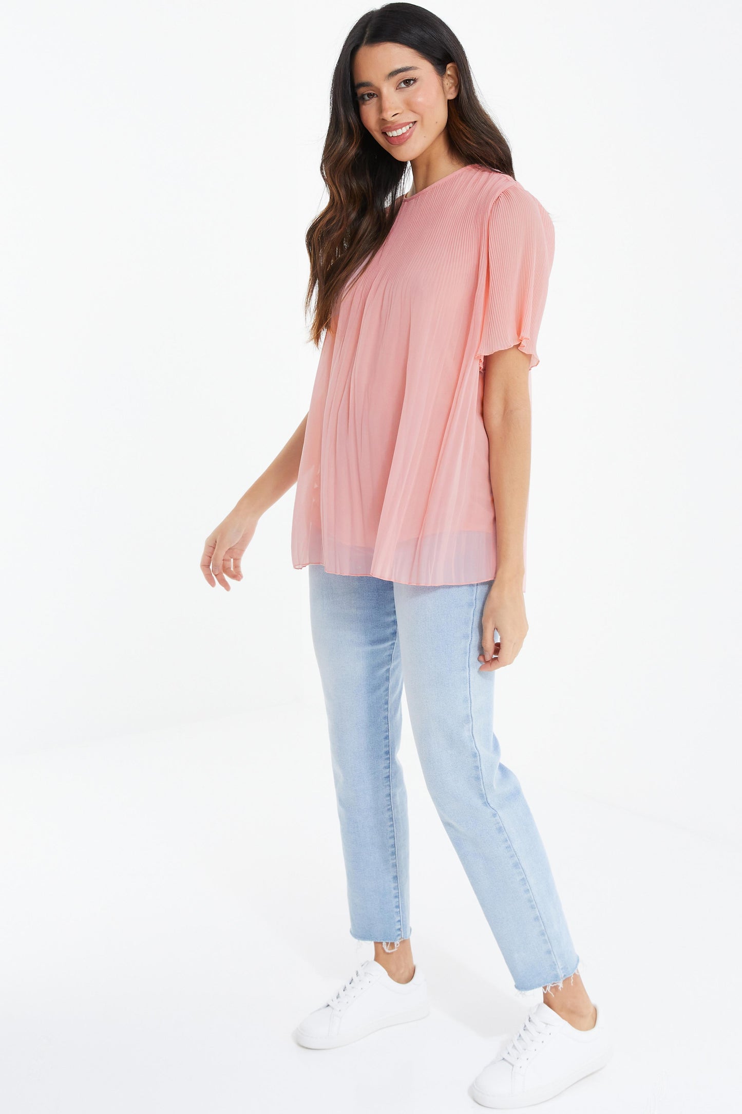 Pink Chiffon Pleated Blouse â€” 8