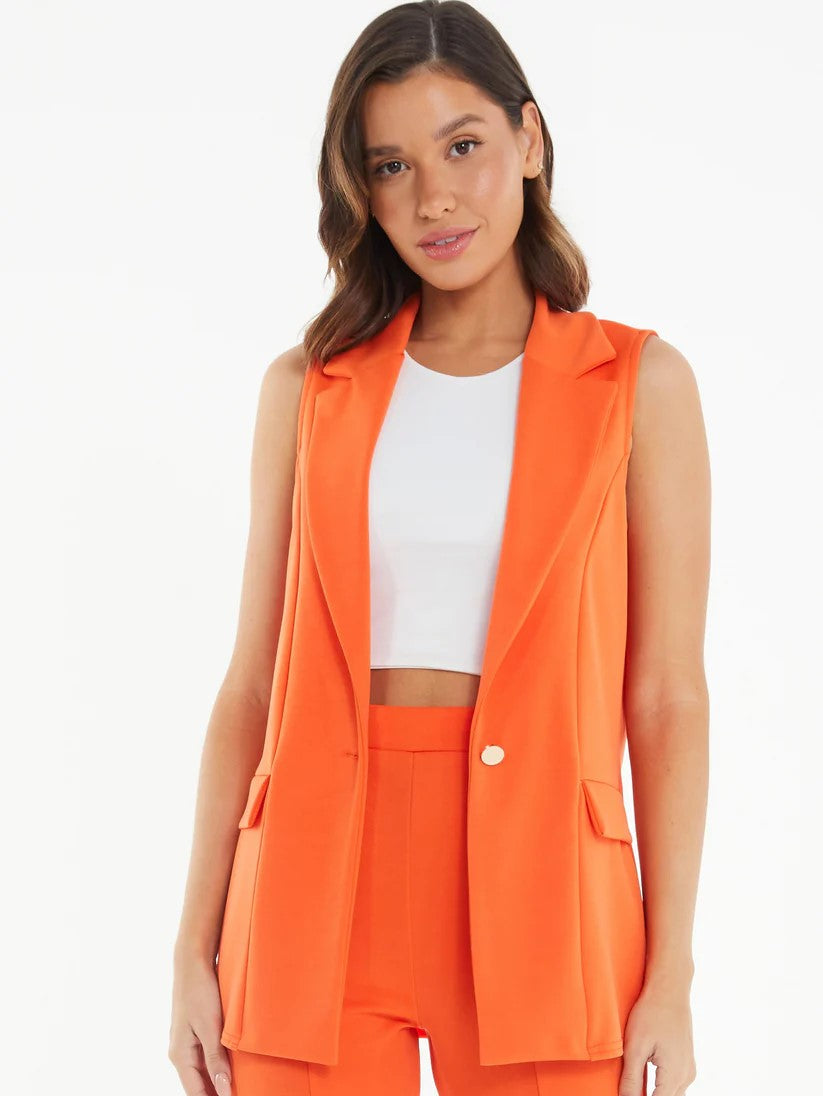 Orange Marcella Sleeveless Blazer — 10