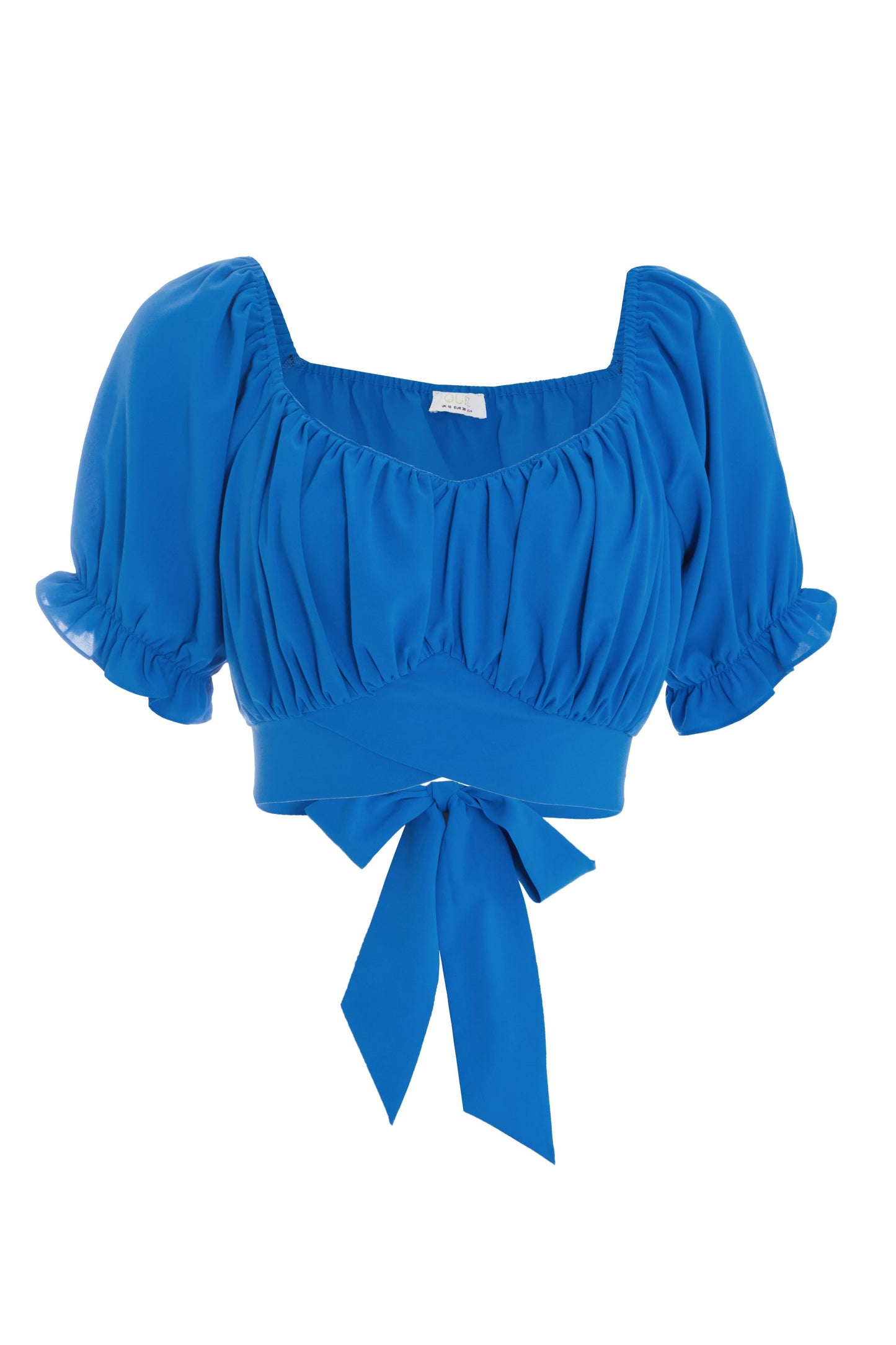 Blue Ruched Crop Top â€” 10
