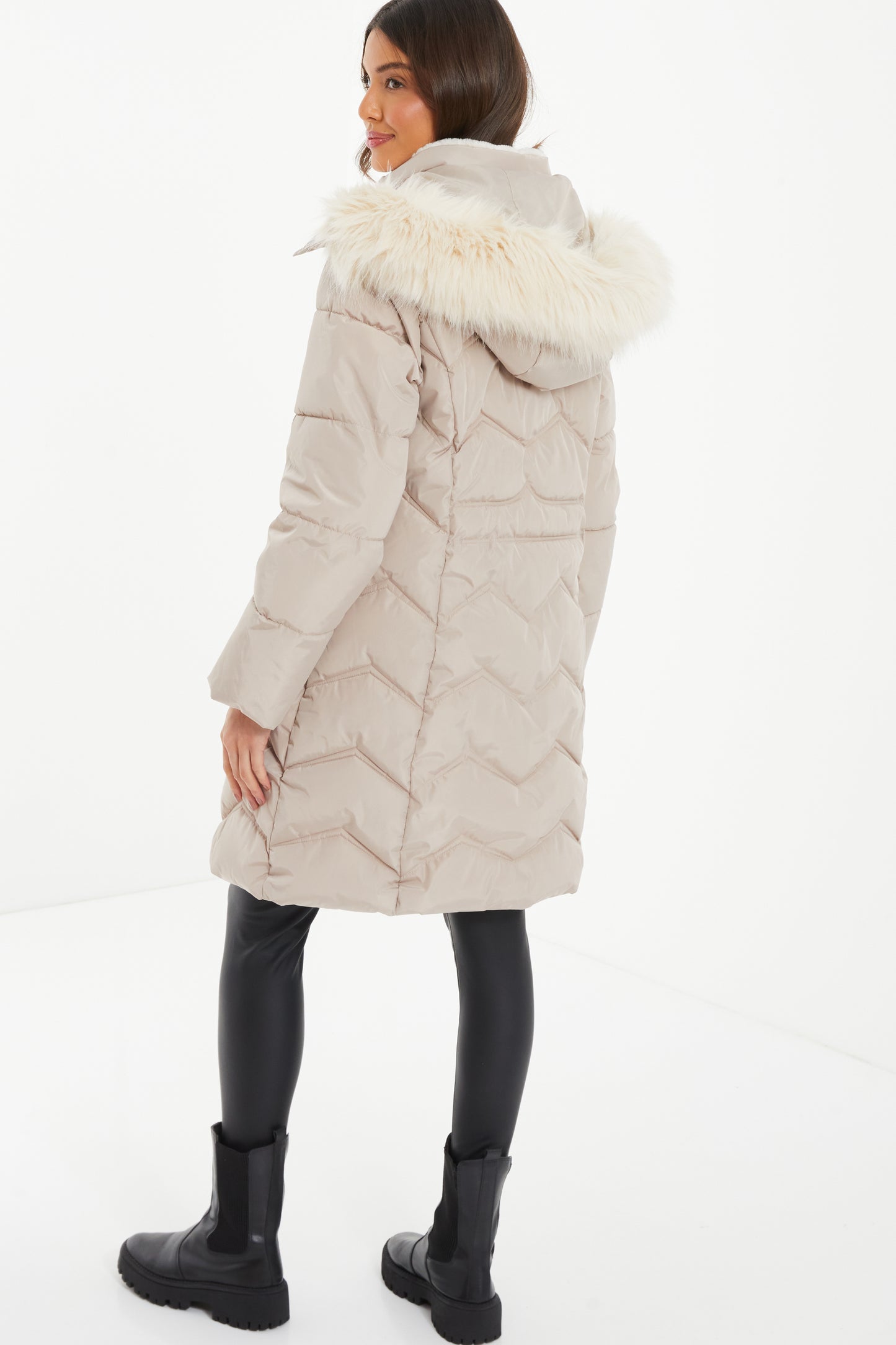 Light Satin Play Padded Fur Hood