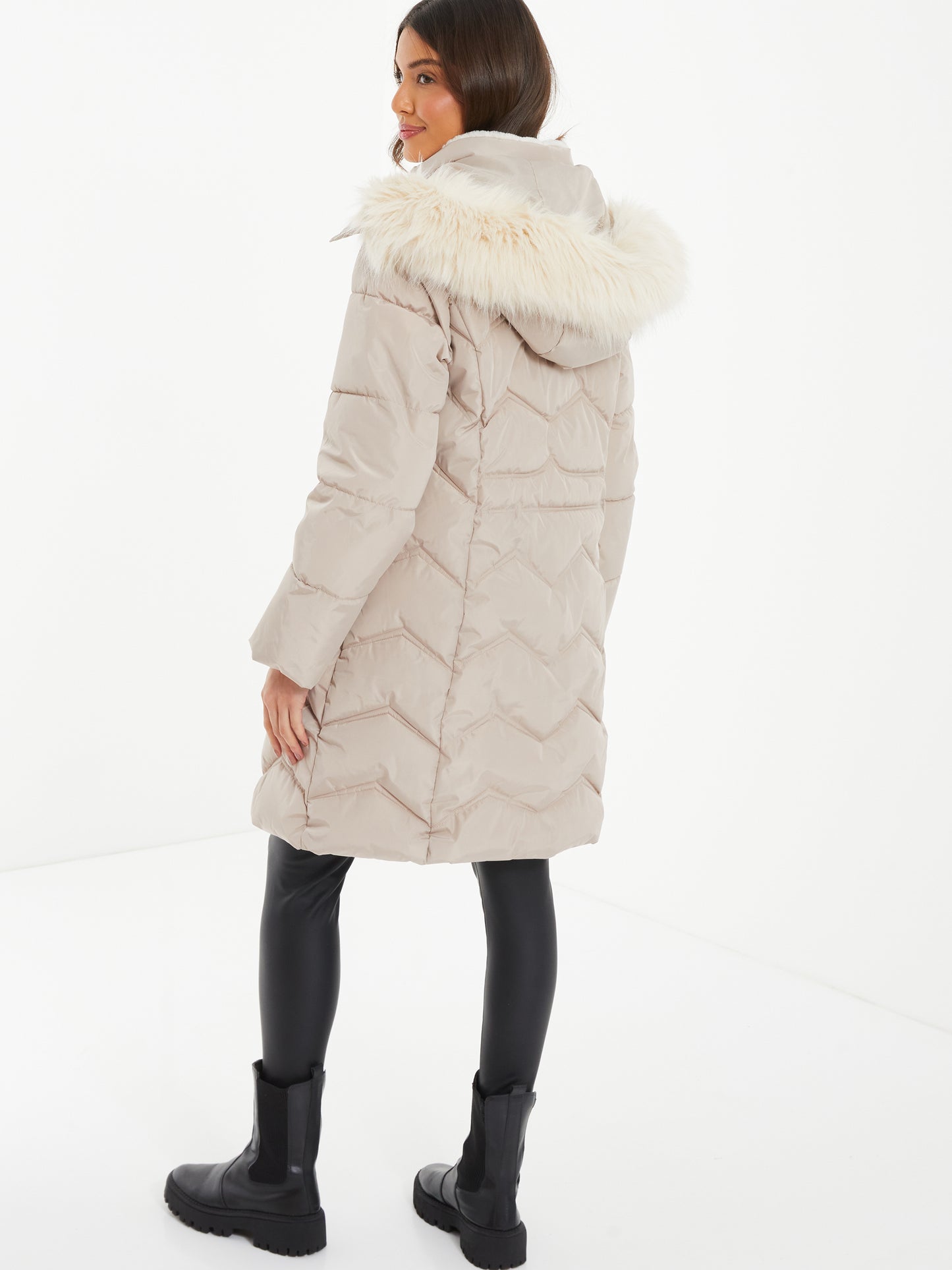 Light Satin Play Padded Fur Hood