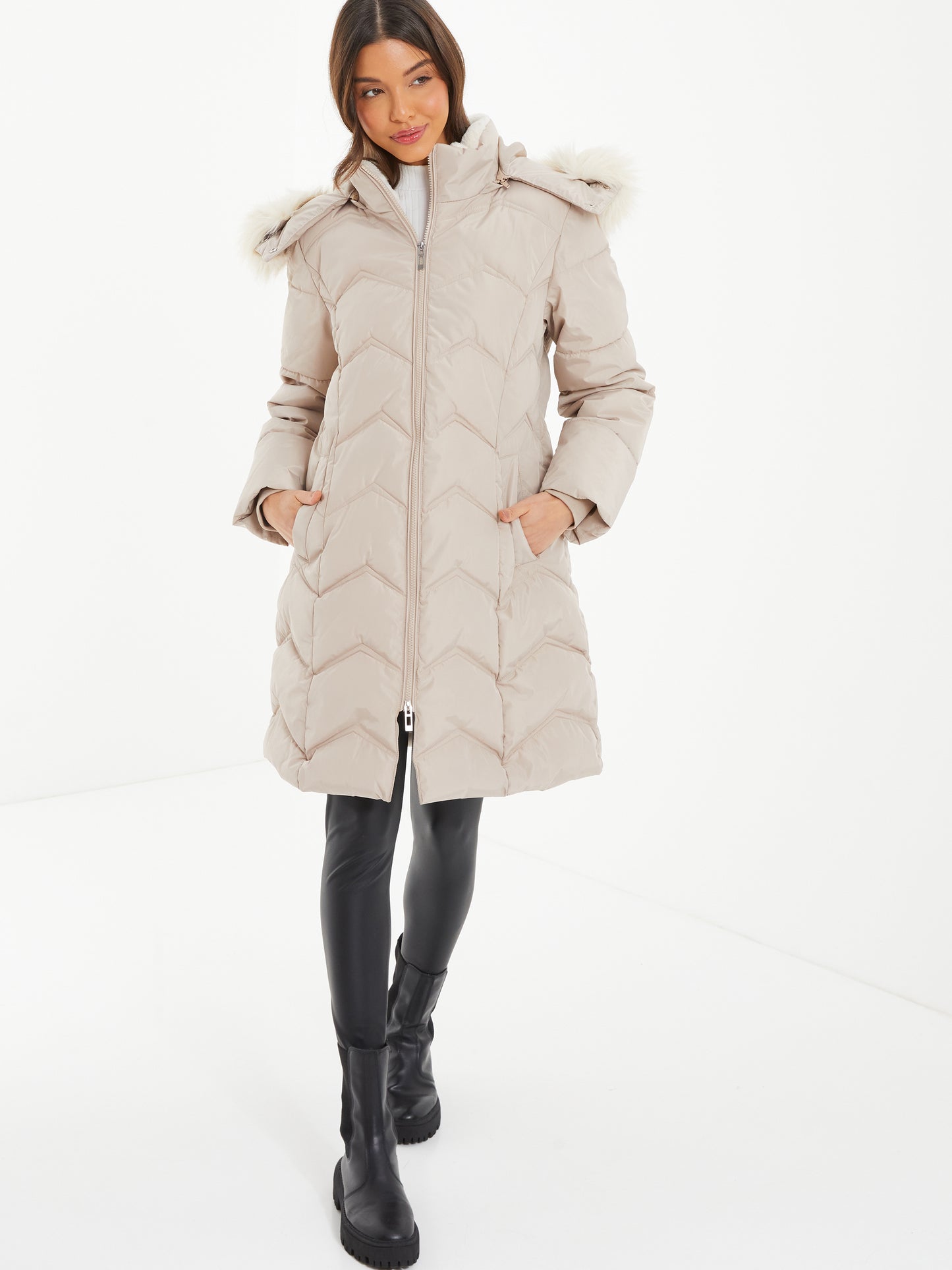 Light Satin Play Padded Fur Hood