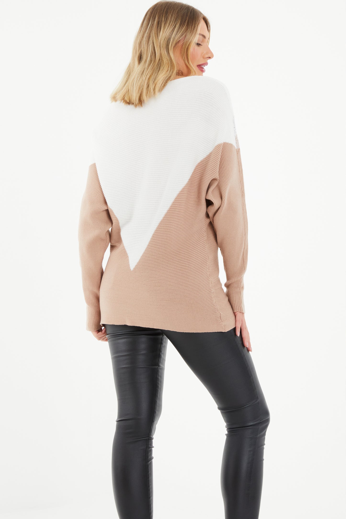 Cream/Stone Knit Diamanté Batwing Jumper
