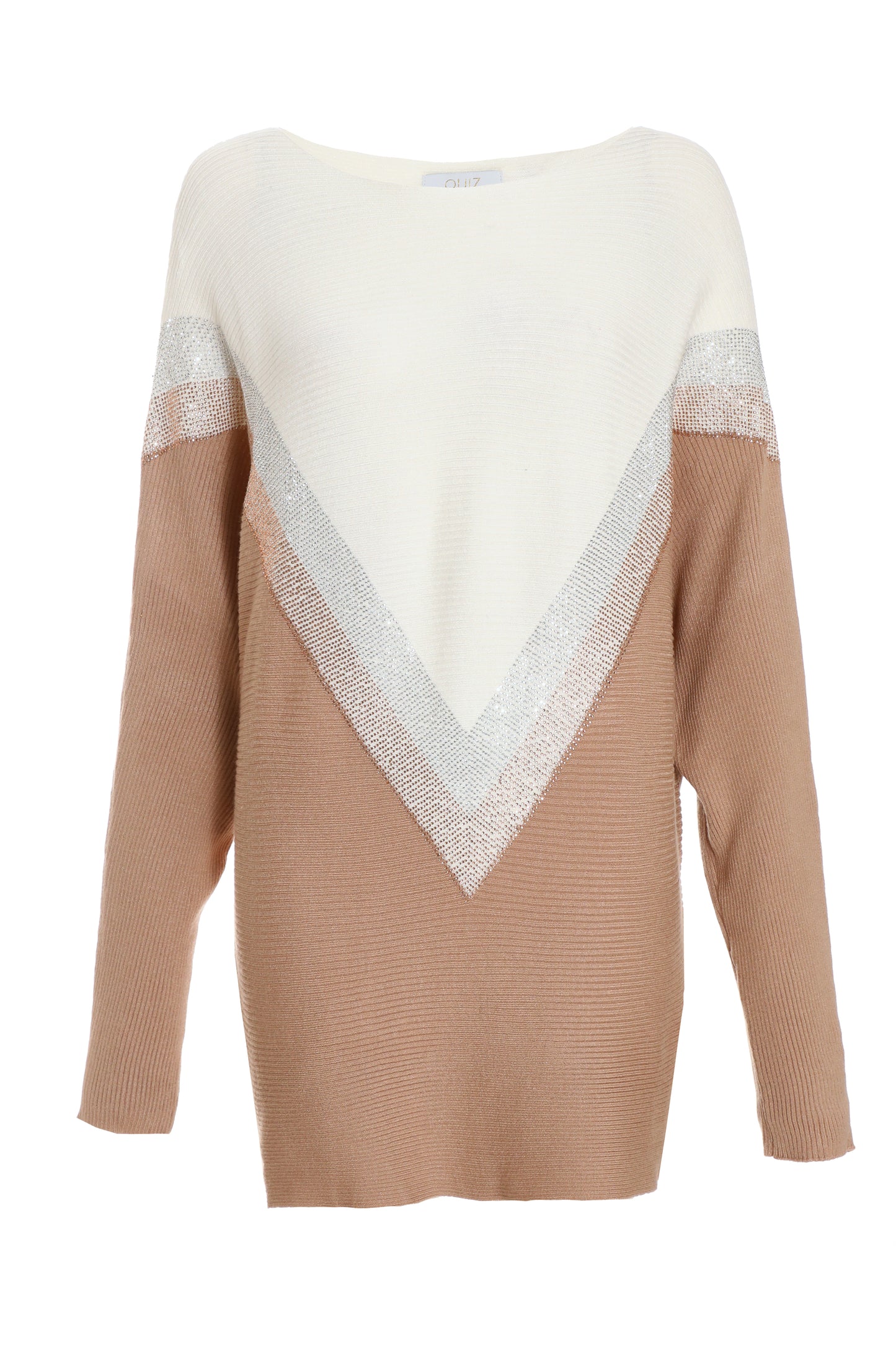 Cream/Stone Knit Diamanté Batwing Jumper